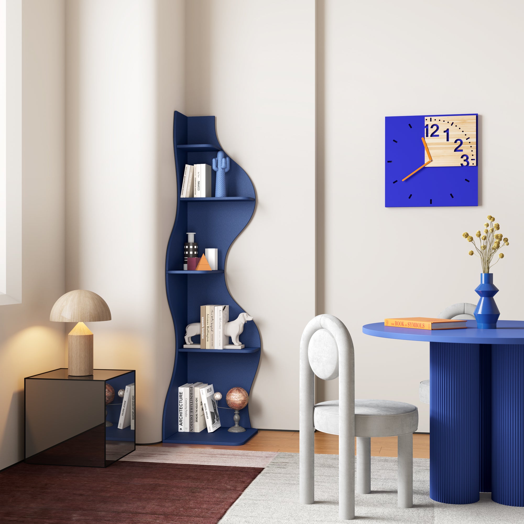 YOWOS Viva La Vida Series Flamenco Wave Display Shelf Wood Blue Large Size