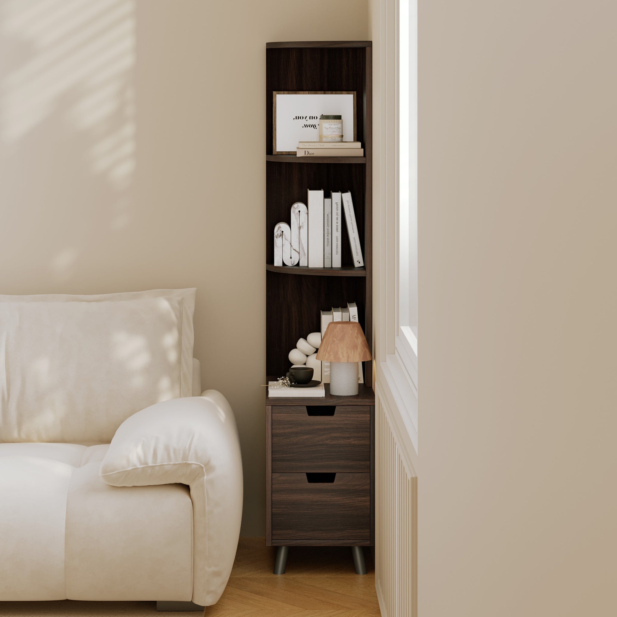 YOWOS Tall Bedside Table Bookshelf with Drawers-Clearance Sale-3 left