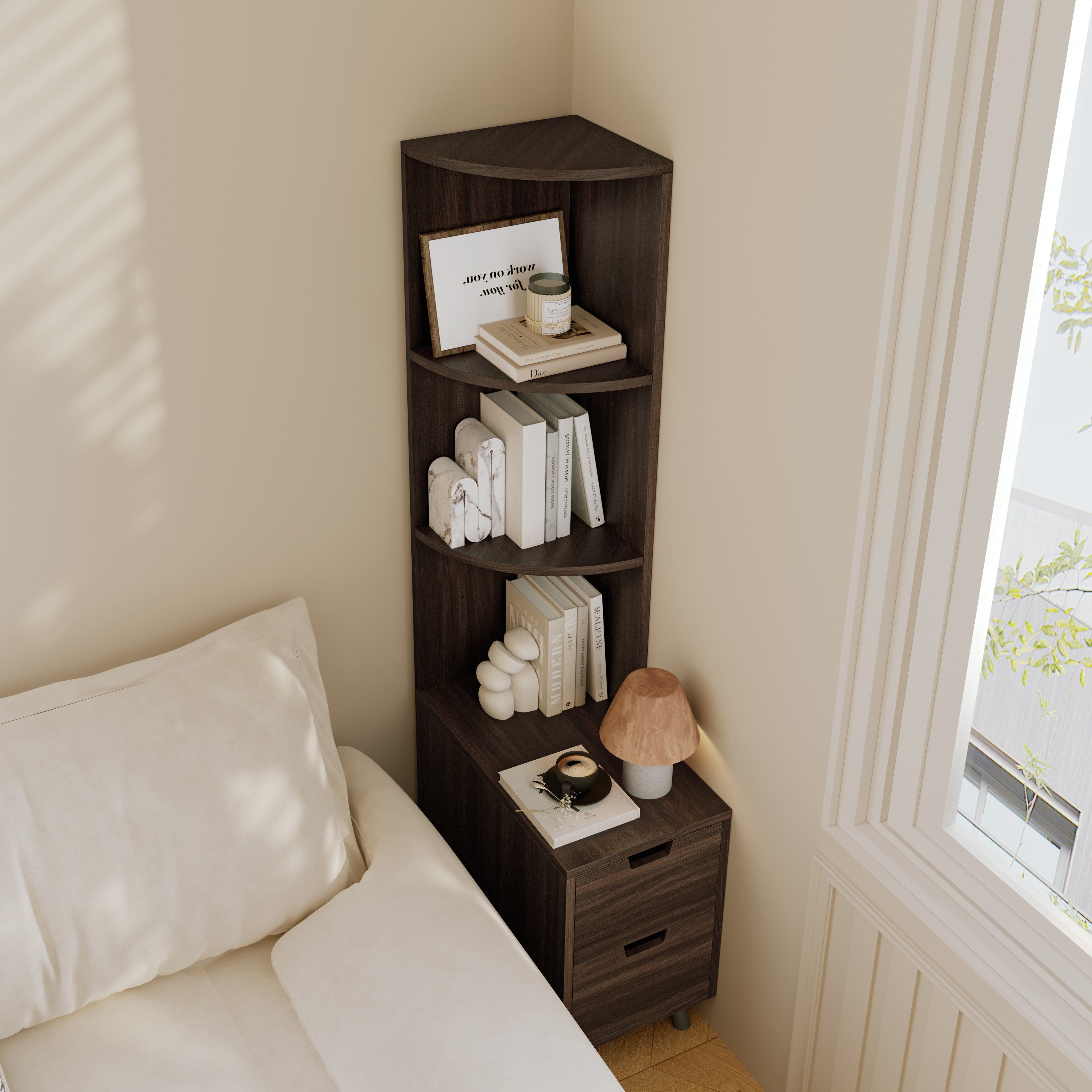 YOWOS Tall Bedside Table Bookshelf with Drawers-Clearance Sale-3 left