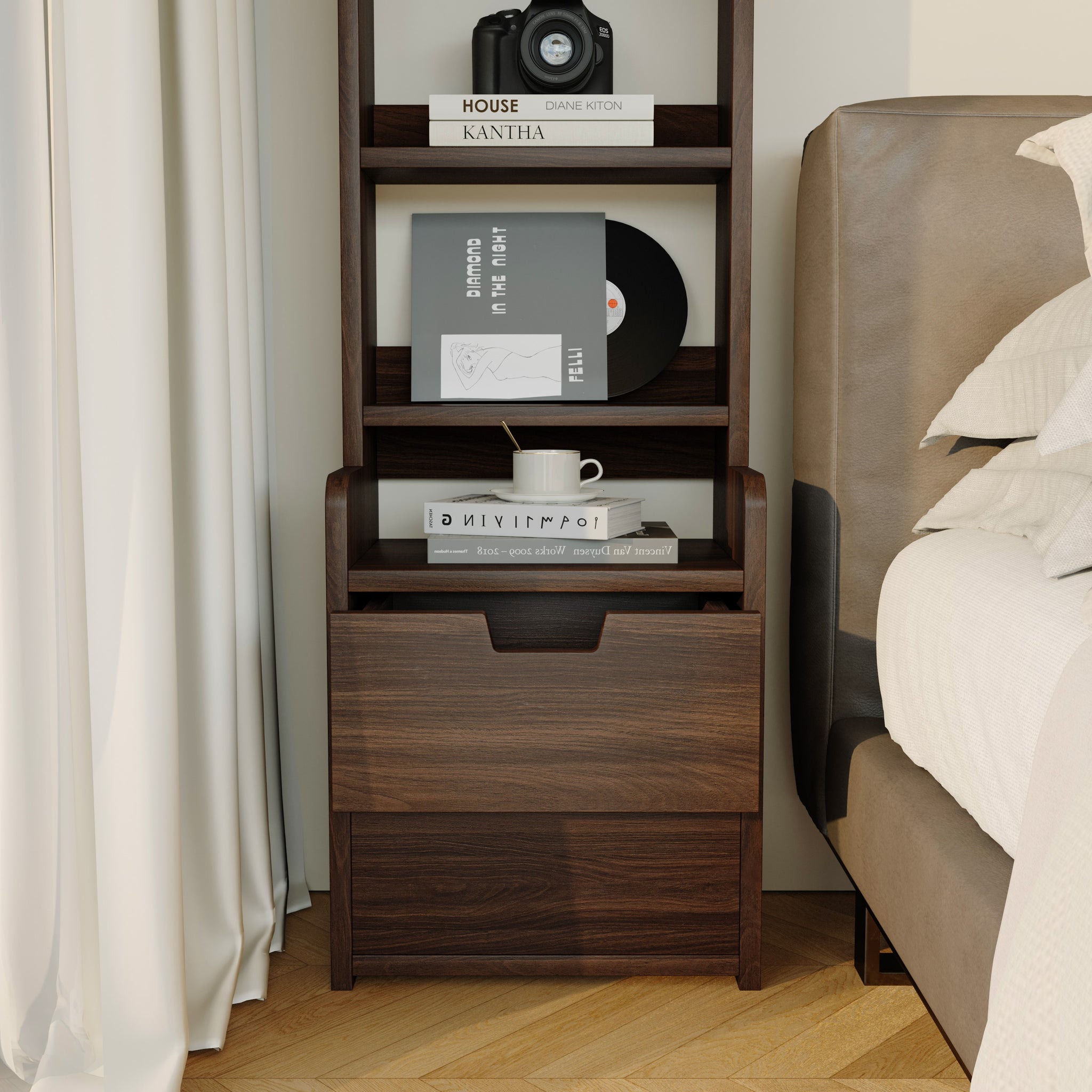 YOWOS Tall Nightstand for Bedrooms with Storage Rack-Clearance Sale-4 left