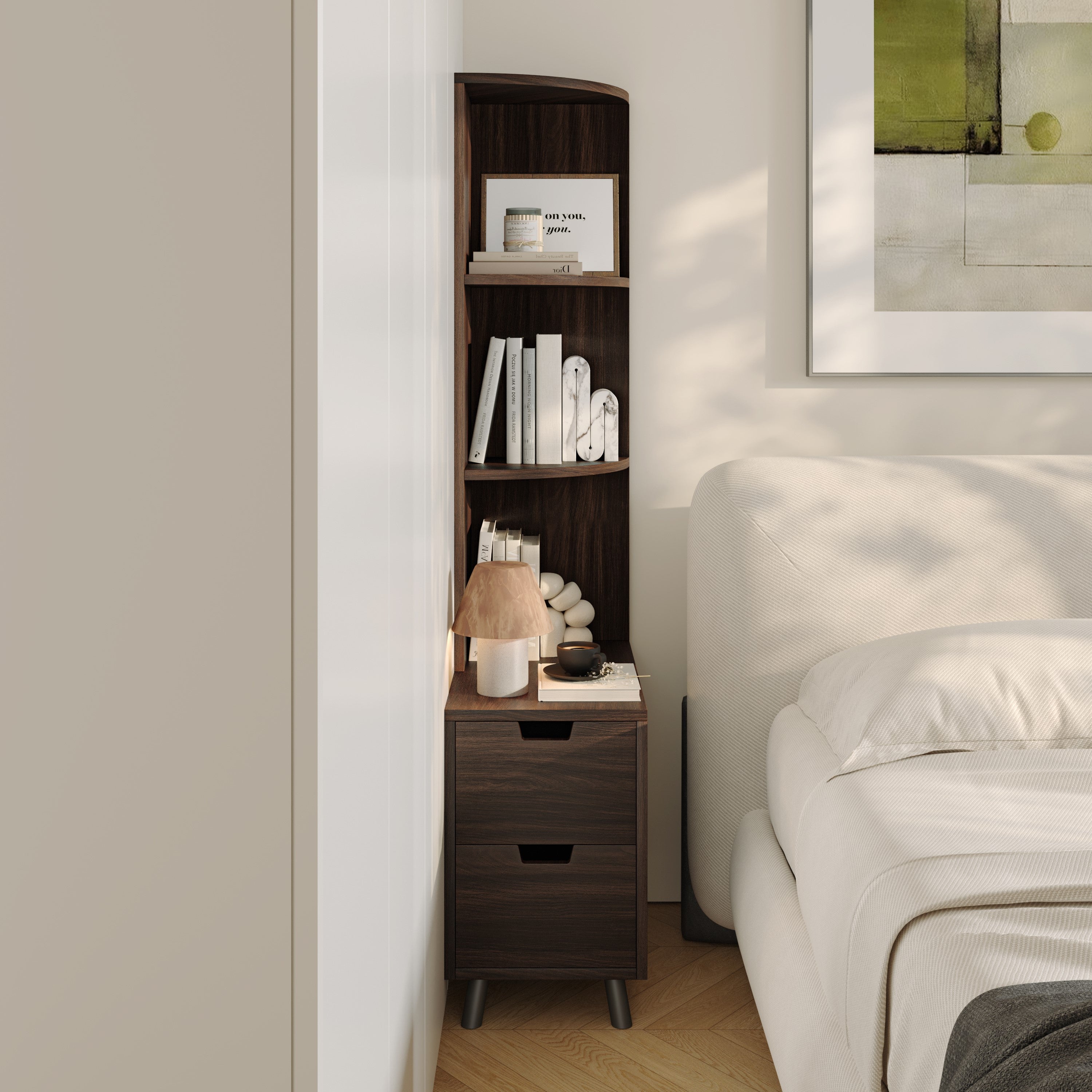 YOWOS Tall Bedside Table Bookshelf with Drawers-Clearance Sale-3 left