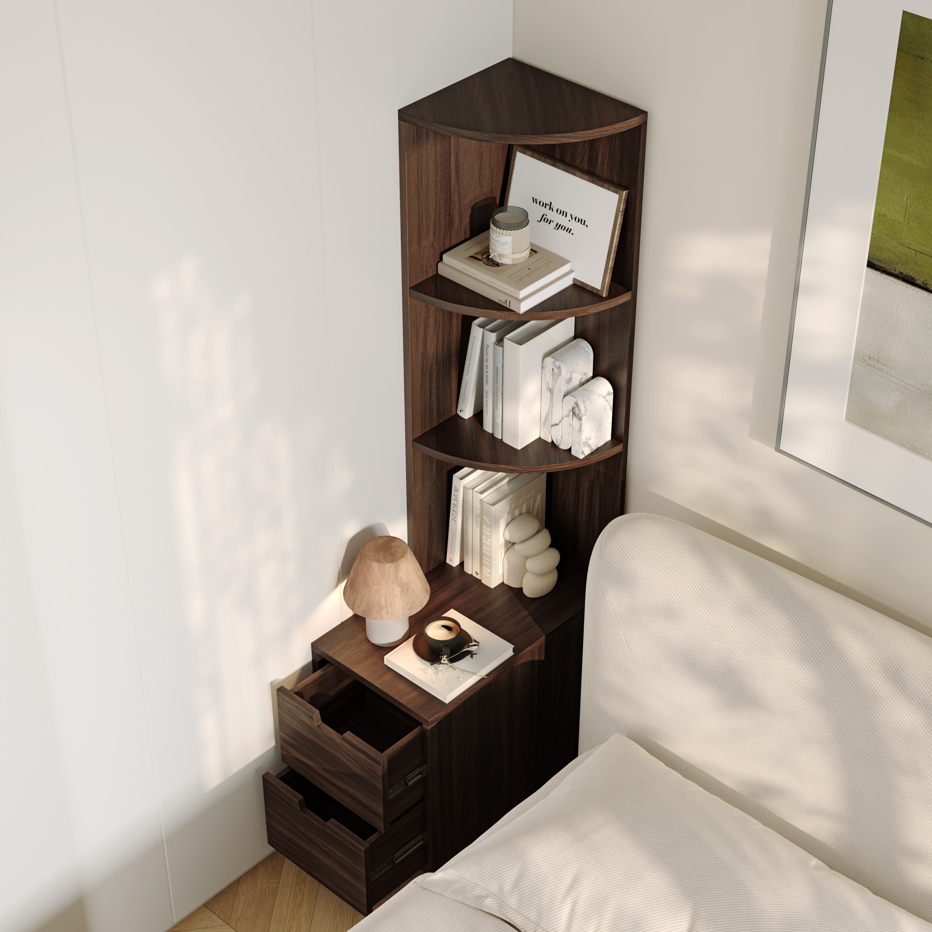 YOWOS Tall Bedside Table Bookshelf with Drawers-Clearance Sale-3 left