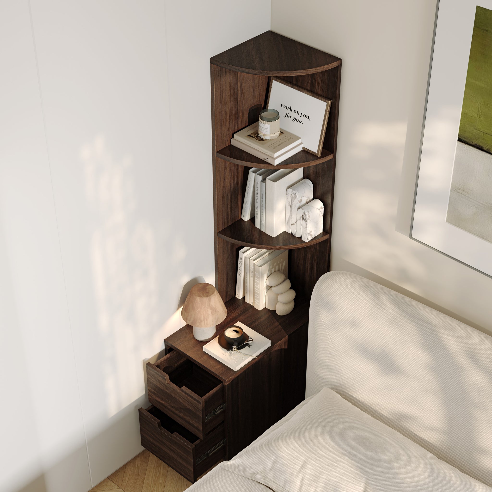 YOWOS Tall Bedside Table Bookshelf with Drawers-Clearance Sale-3 left