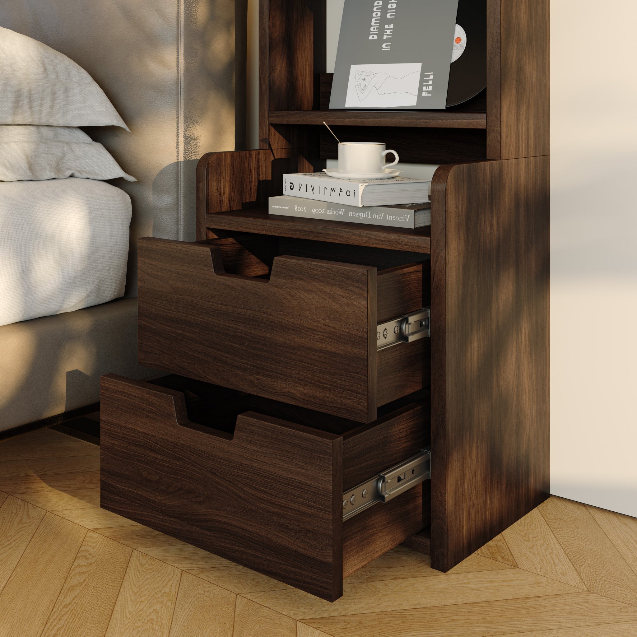 YOWOS Tall Nightstand for Bedrooms with Storage Rack-Clearance Sale-4 left