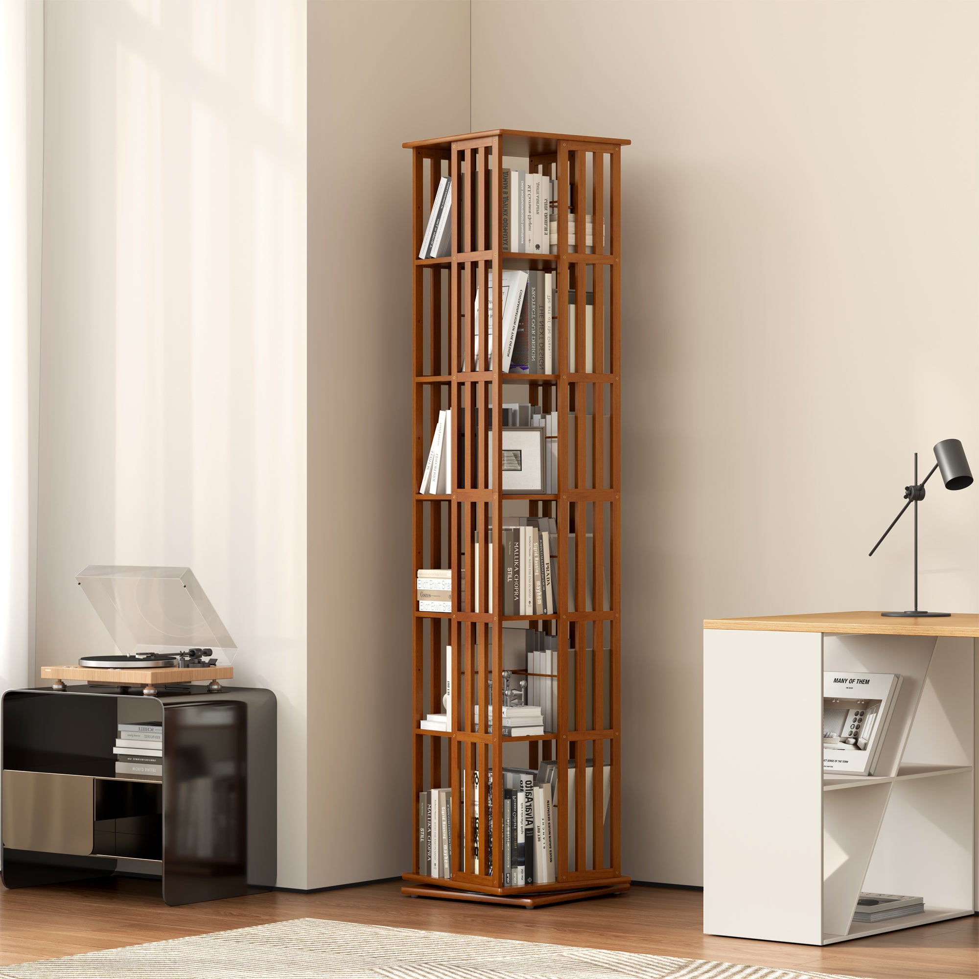 YOWOS Vortex Series Meridian 360° Rotating Bookshelf /CD Organizer