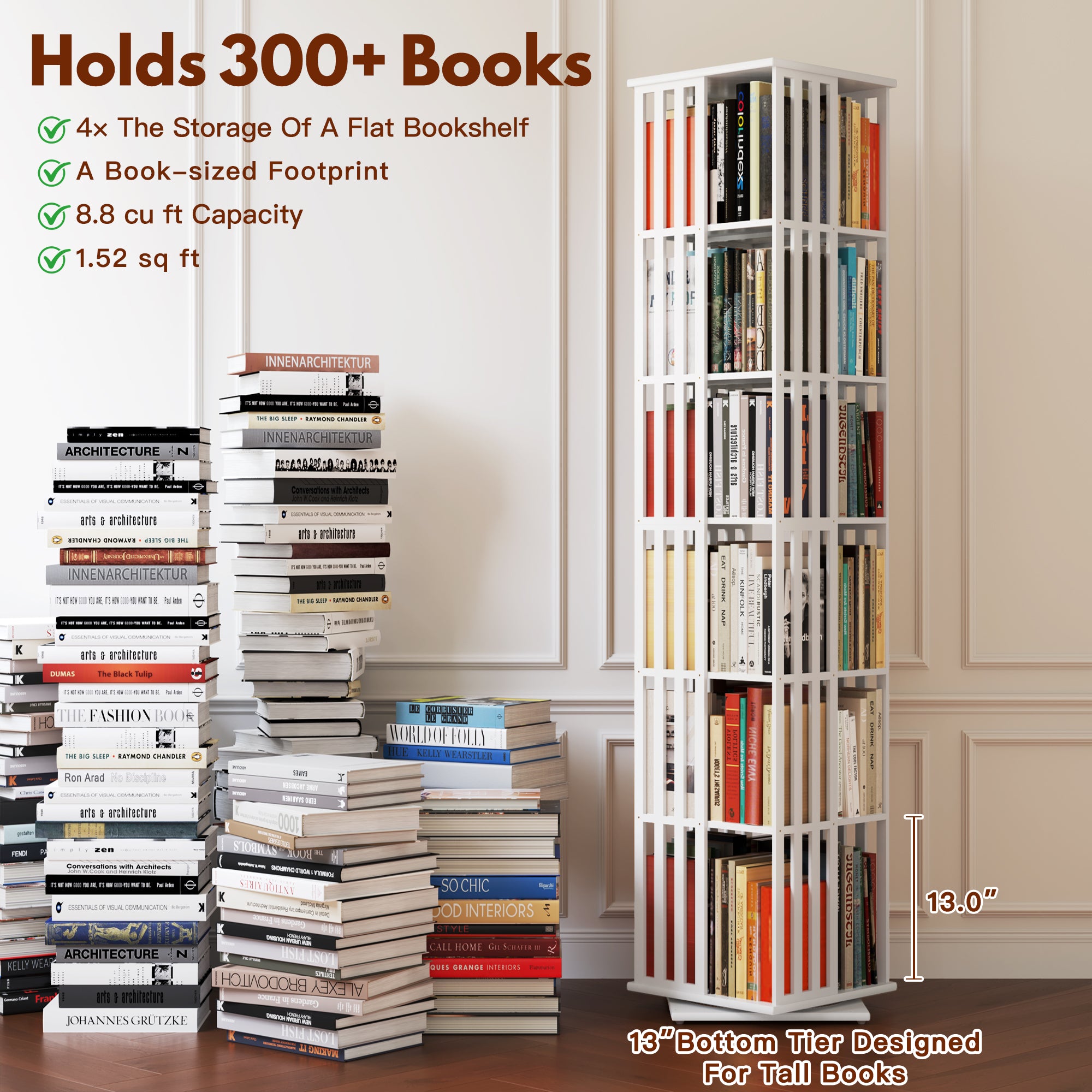 YOWOS Vortex Series Meridian 360° Rotating Bookshelf /CD Organizer