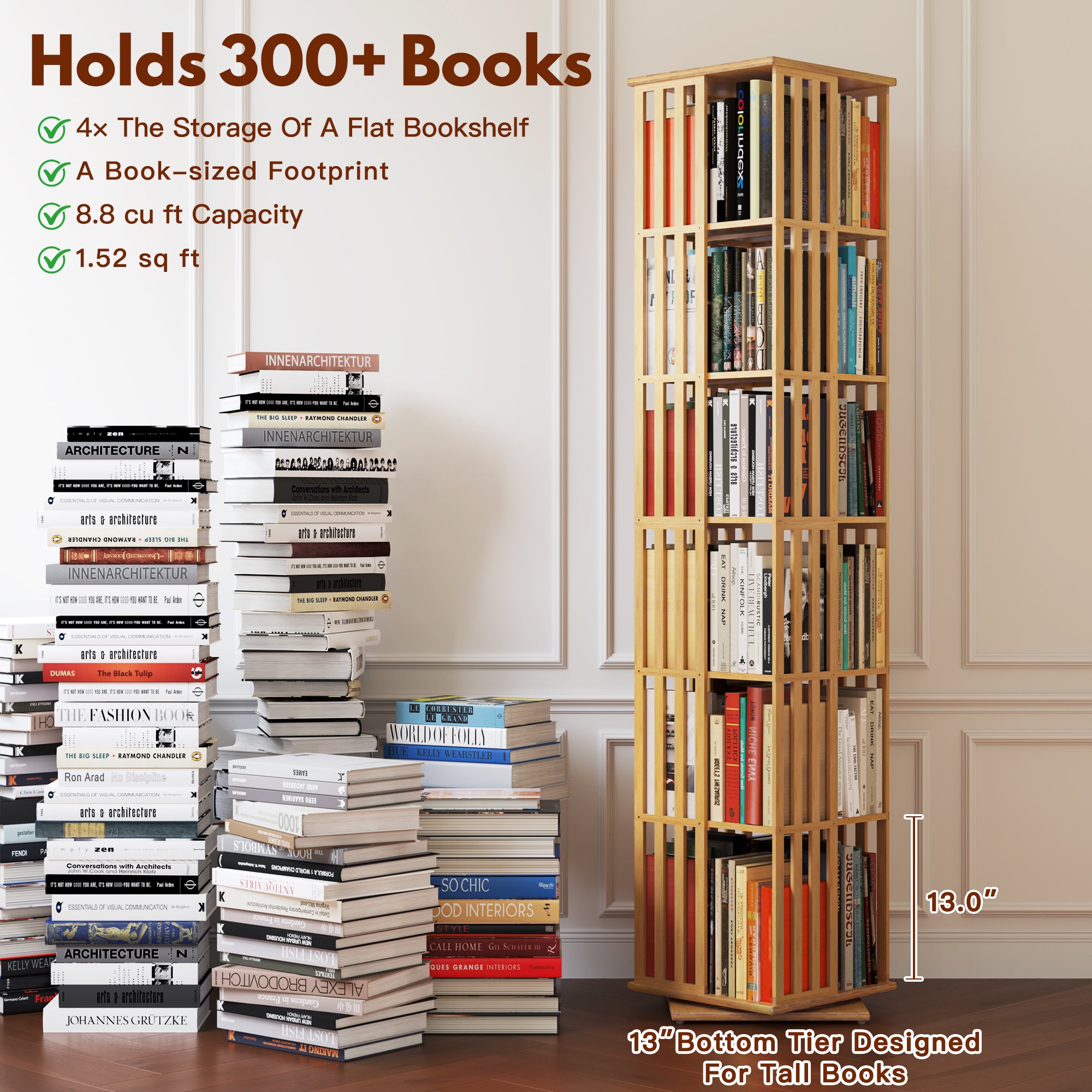 YOWOS Vortex Series Meridian 360° Rotating Bookshelf /CD Organizer