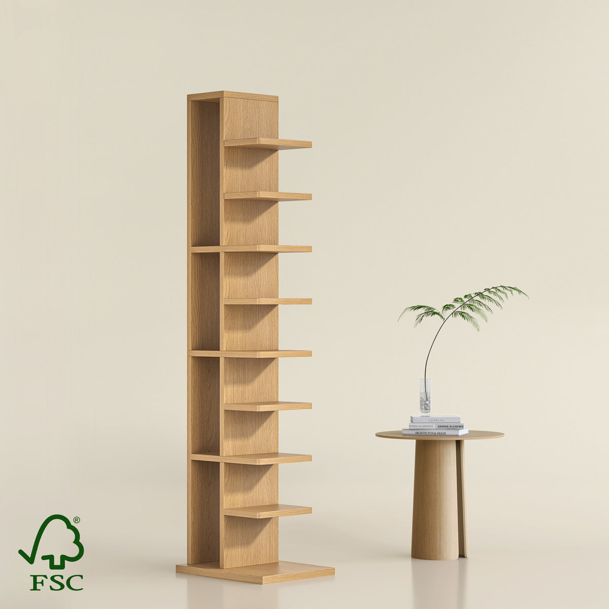 YOWOS Mirage Vertical Invisible Storage Rack Wood Natural 9 Tiers – Yowos