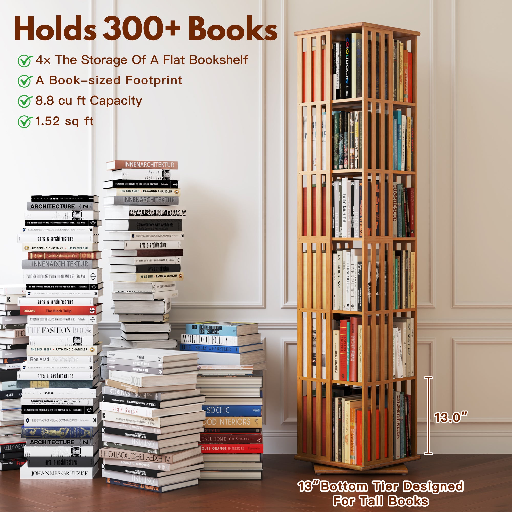 YOWOS Vortex Series Meridian 360° Rotating Bookshelf /CD Organizer