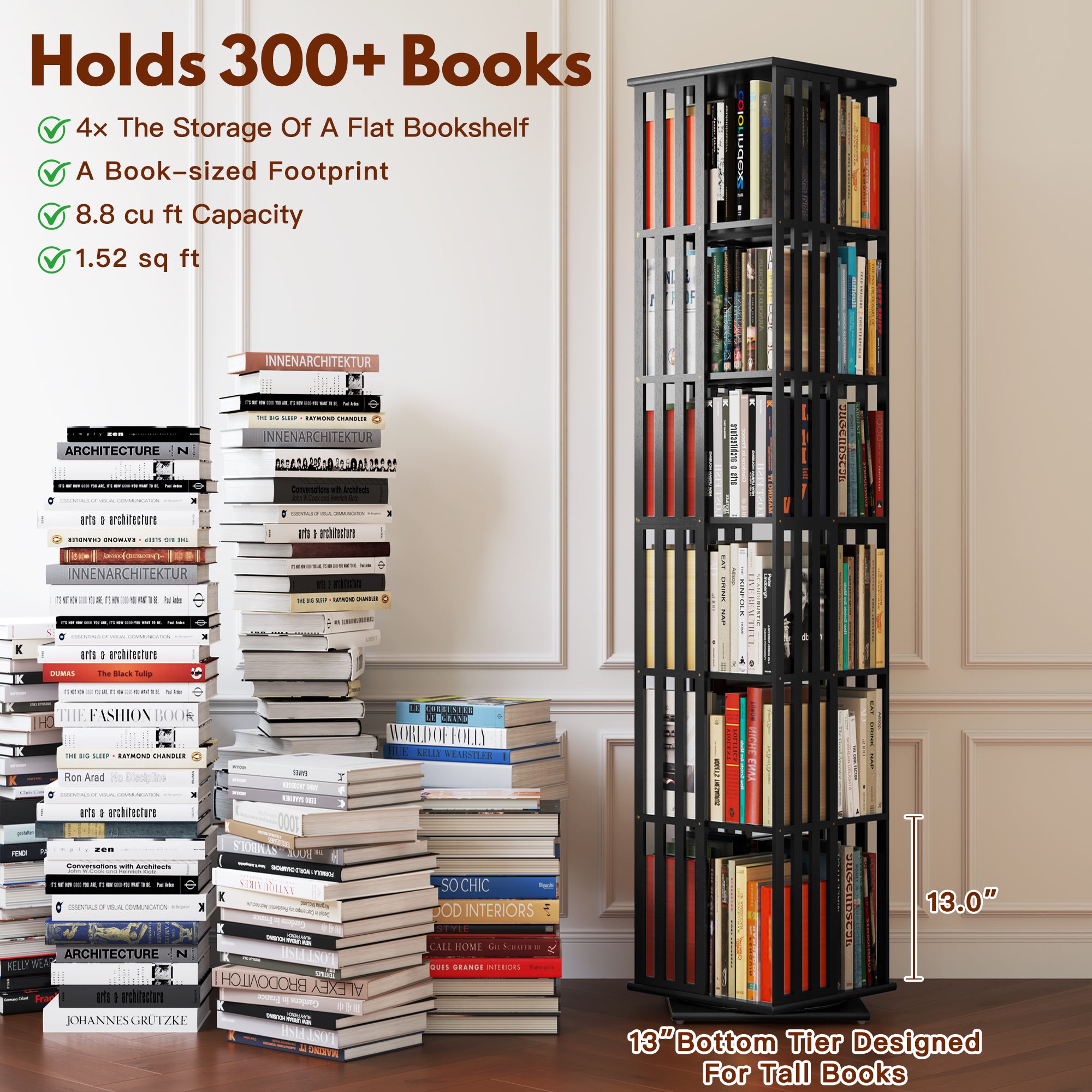 YOWOS Vortex Series Meridian 360° Rotating Bookshelf /CD Organizer