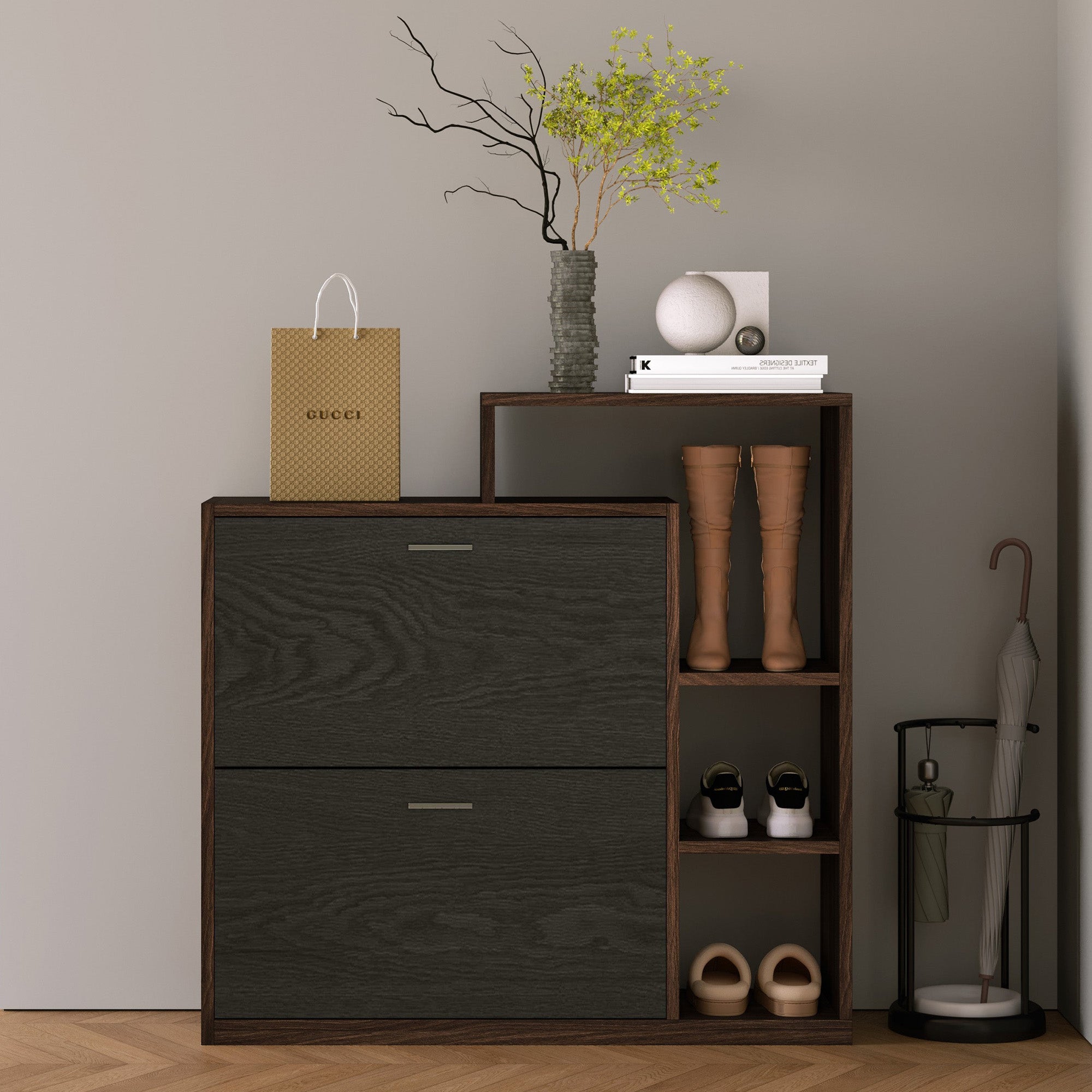 YOWOS Entryway Shoe Rack Shoe Cabinet With Flip-Drawer-Clearance Sale-7 left