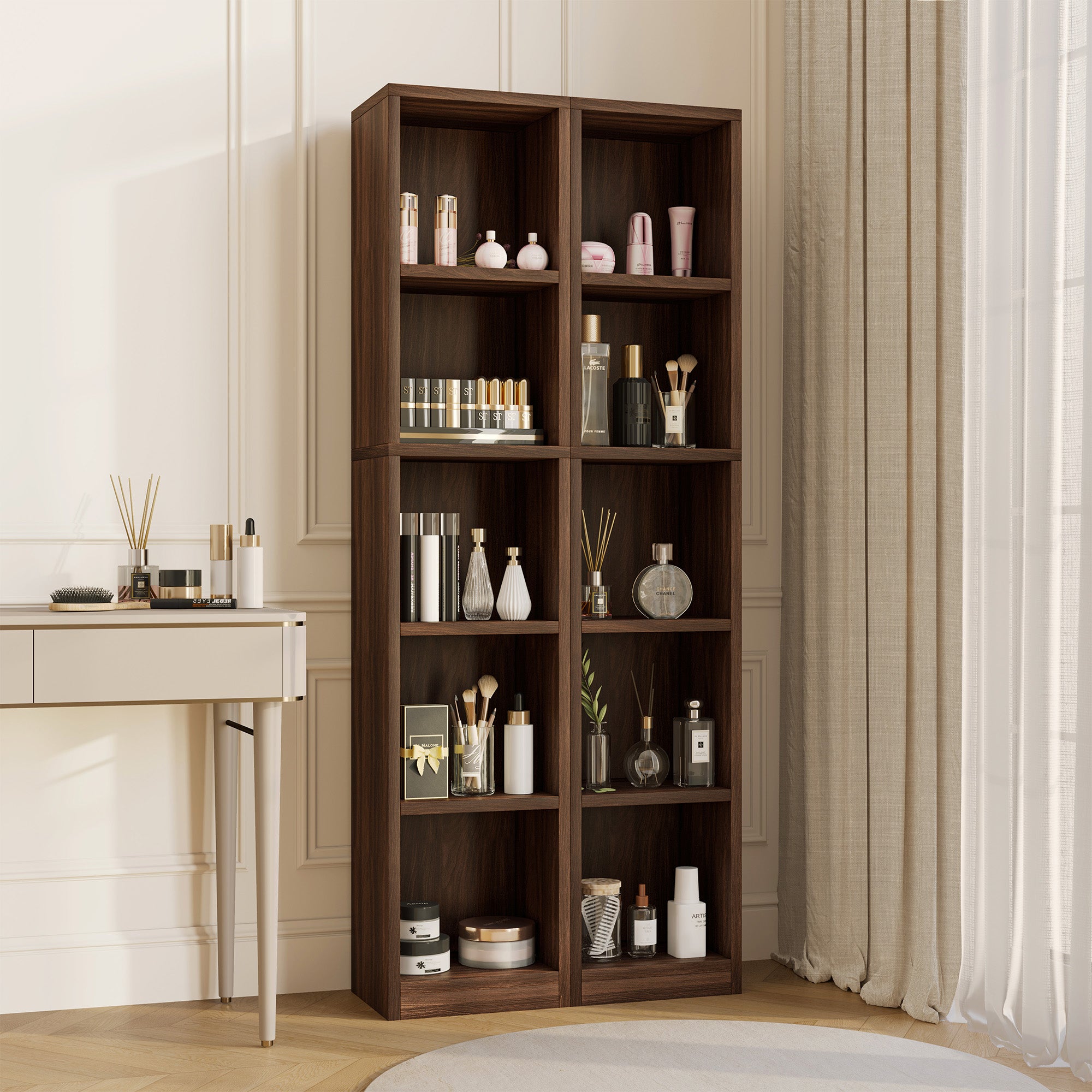 YOWOS Wooden Corner Bookshelf Mid Century Narrow Bookcase-Clearance Sale-7 left