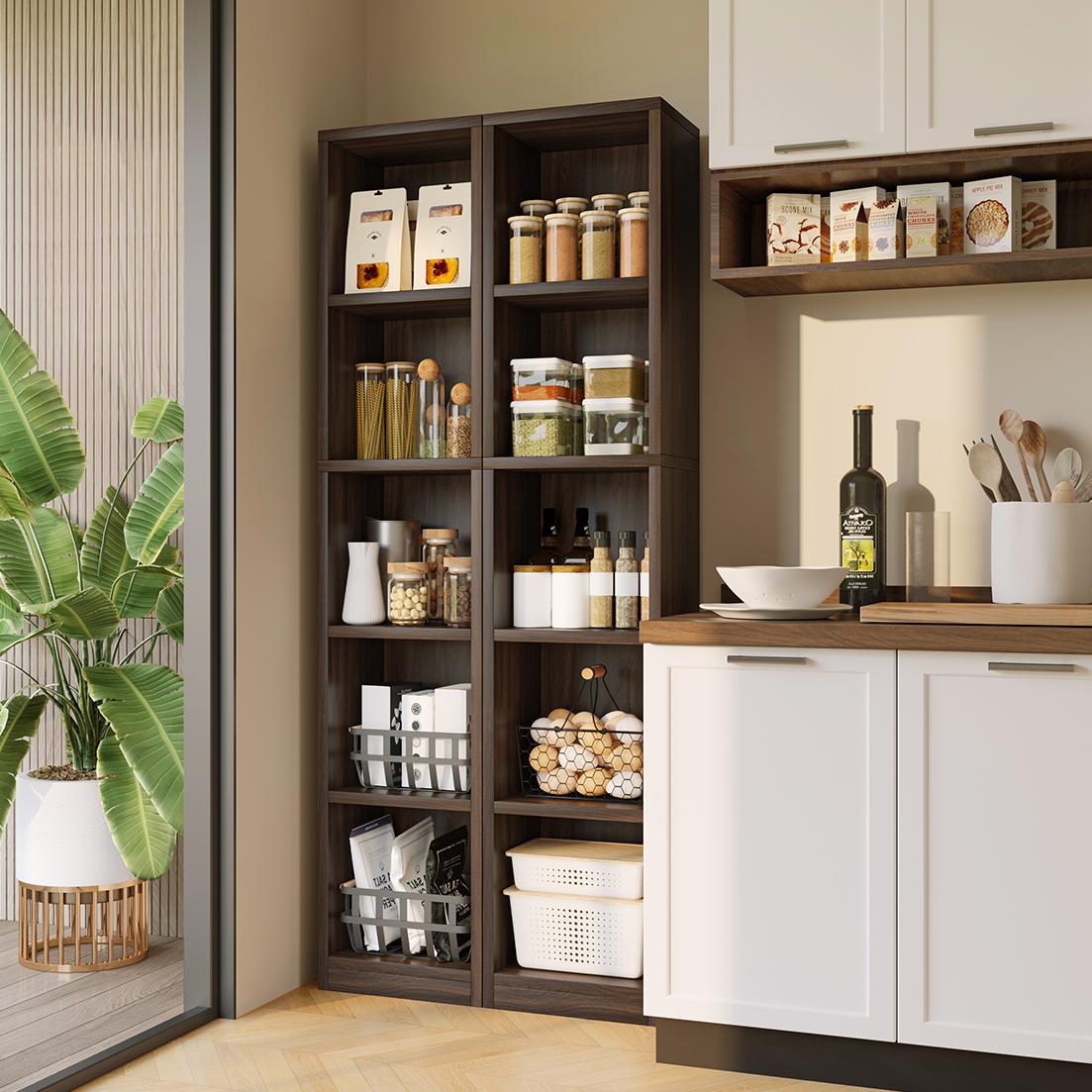 YOWOS Wooden Corner Bookshelf Mid Century Narrow Bookcase-Clearance Sale-7 left