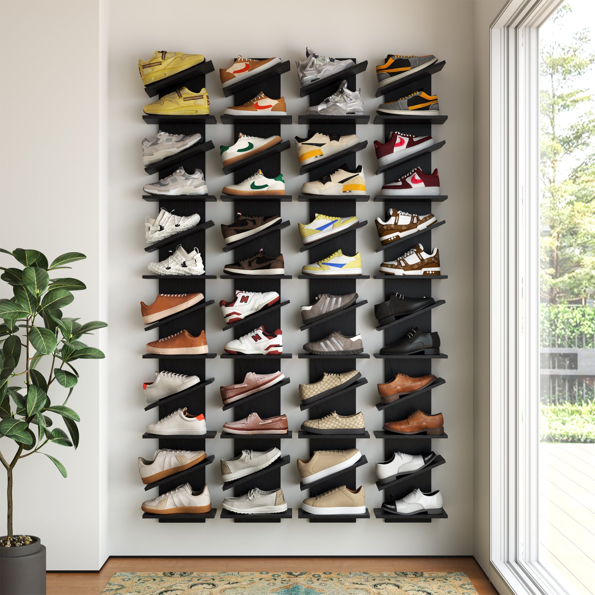 YOWOS Chiaroscuro Series Thor Z-Shaped Wall-Mounted Shoe Shelf for 6 Pairs of Shoes