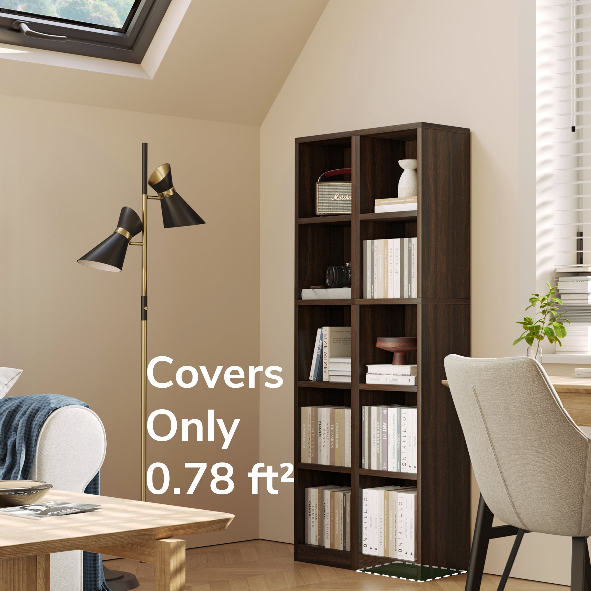 YOWOS Wooden Corner Bookshelf Mid Century Narrow Bookcase-Clearance Sale-7 left