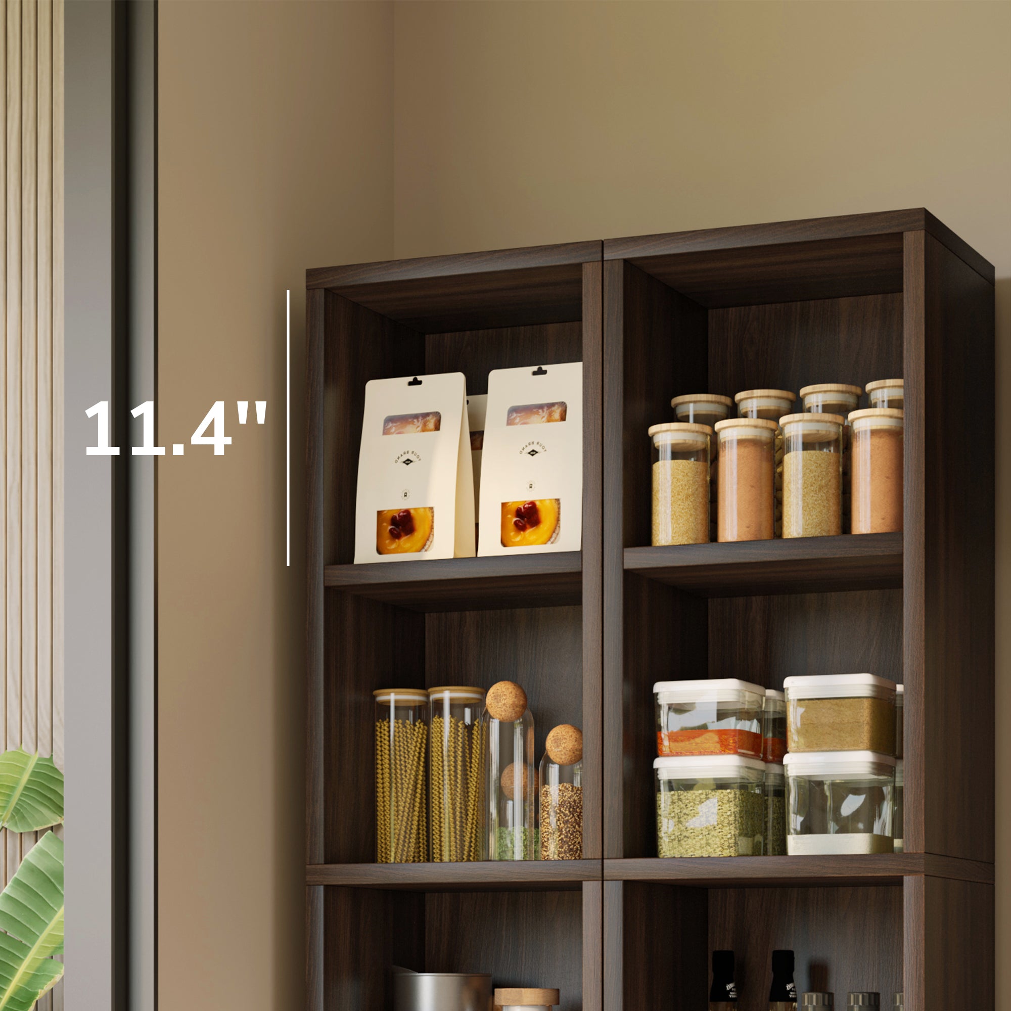 YOWOS Wooden Corner Bookshelf Mid Century Narrow Bookcase-Clearance Sale-7 left