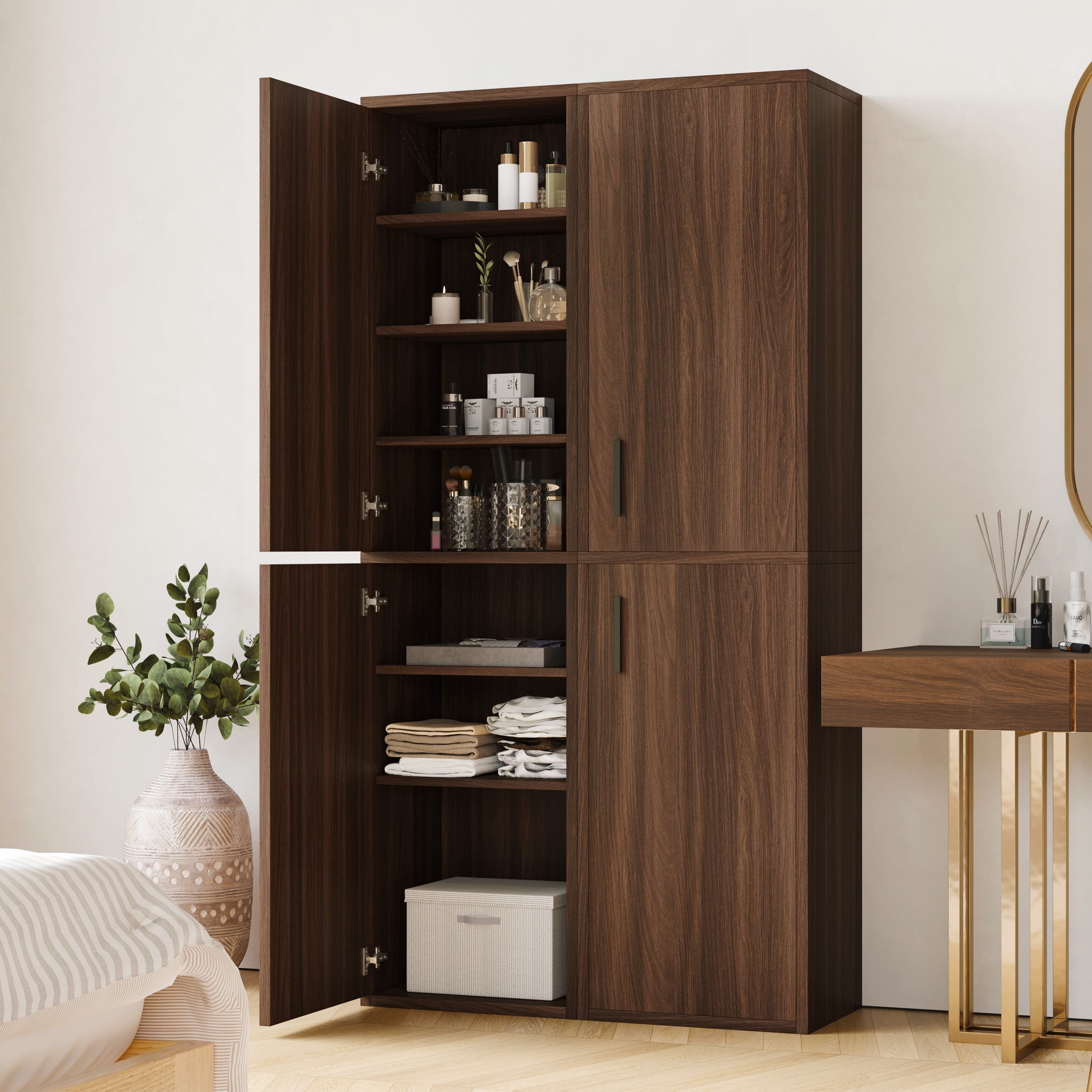 YOWOS 7-Tier Tall Wood Shoe Storage Cabinet with Doors-Clearance Sale-9 left