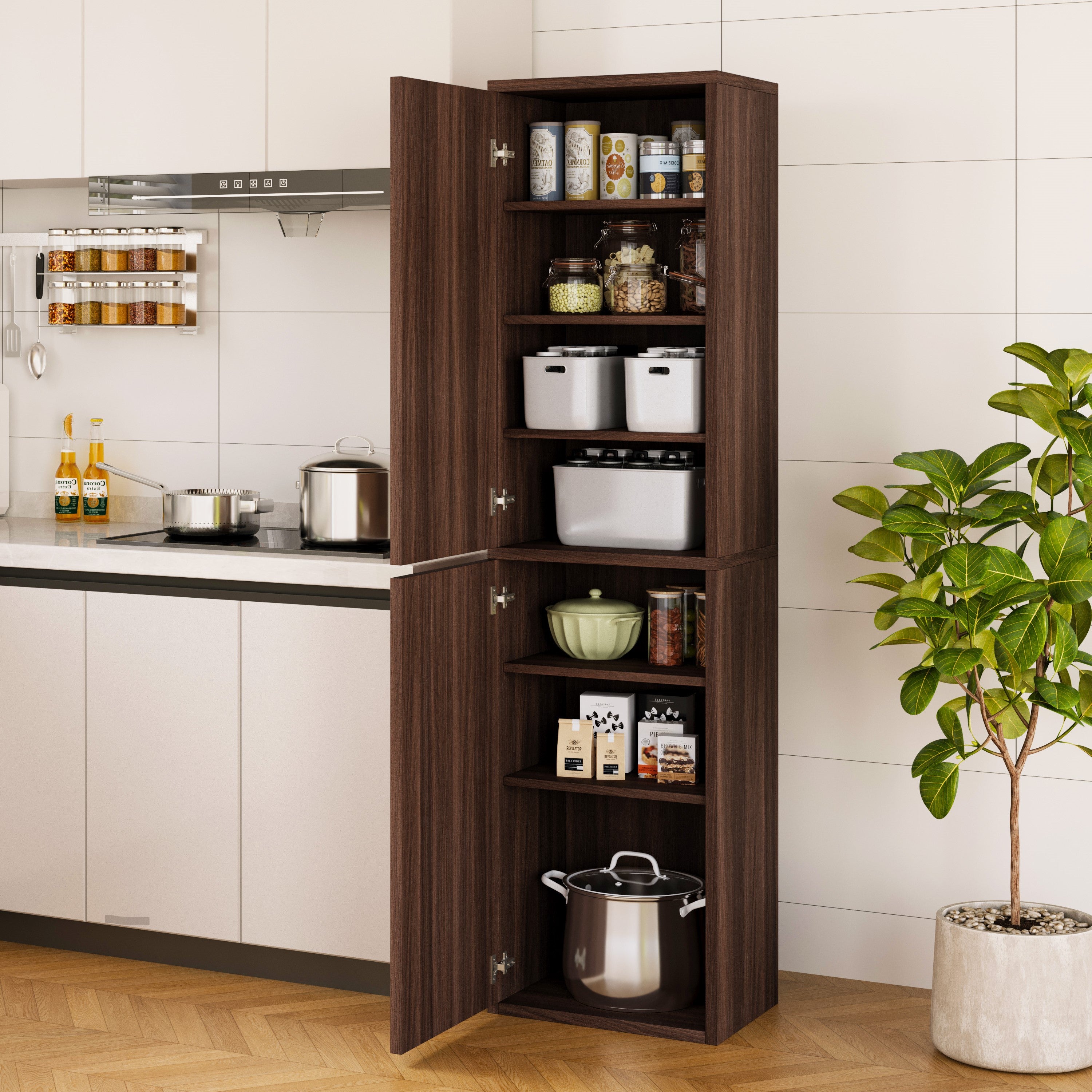 YOWOS 7-Tier Tall Wood Shoe Storage Cabinet with Doors-Clearance Sale-9 left