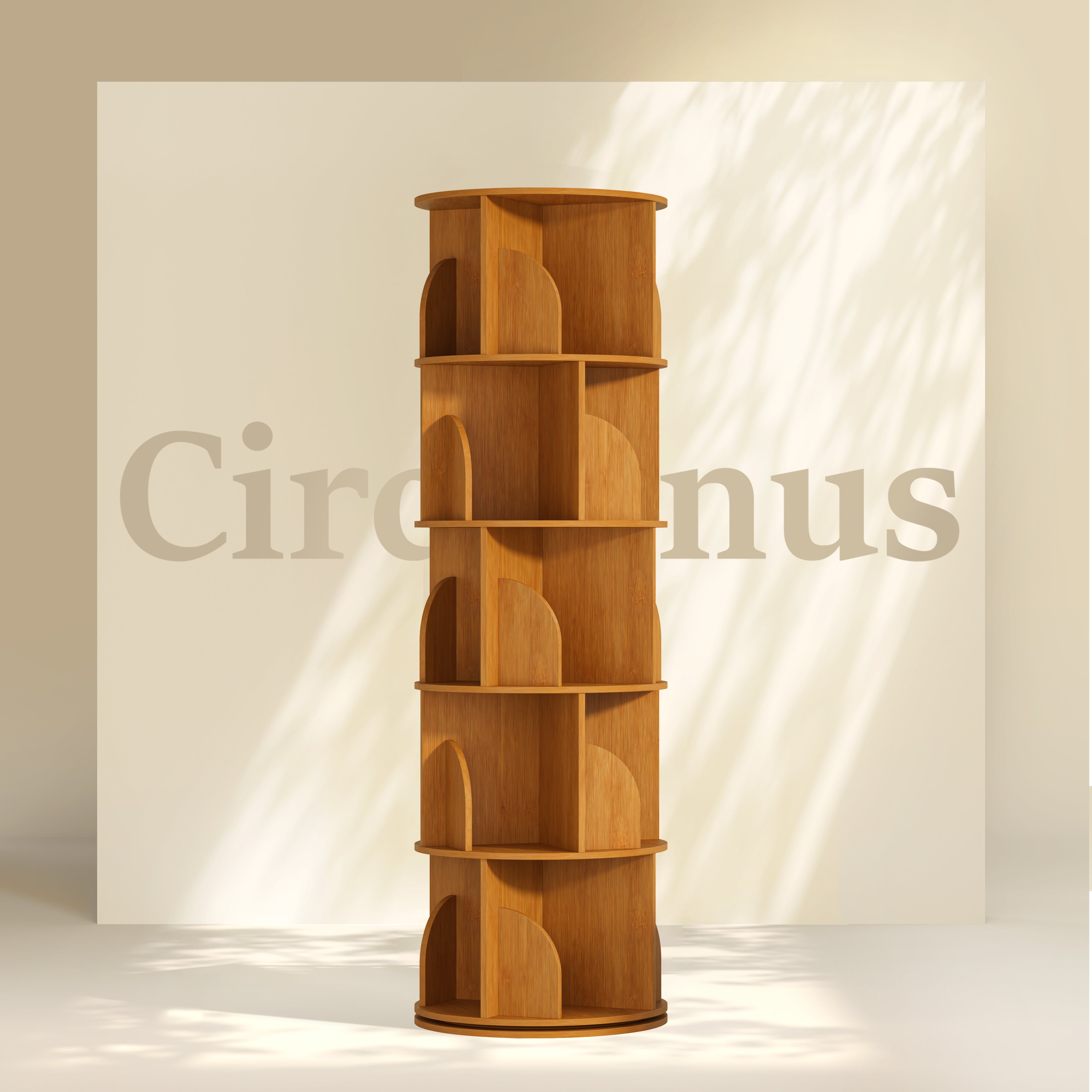 YOWOS Circinus Core 360° Rotating Storage Rack Bamboo Autumn Gold 5 Tiers