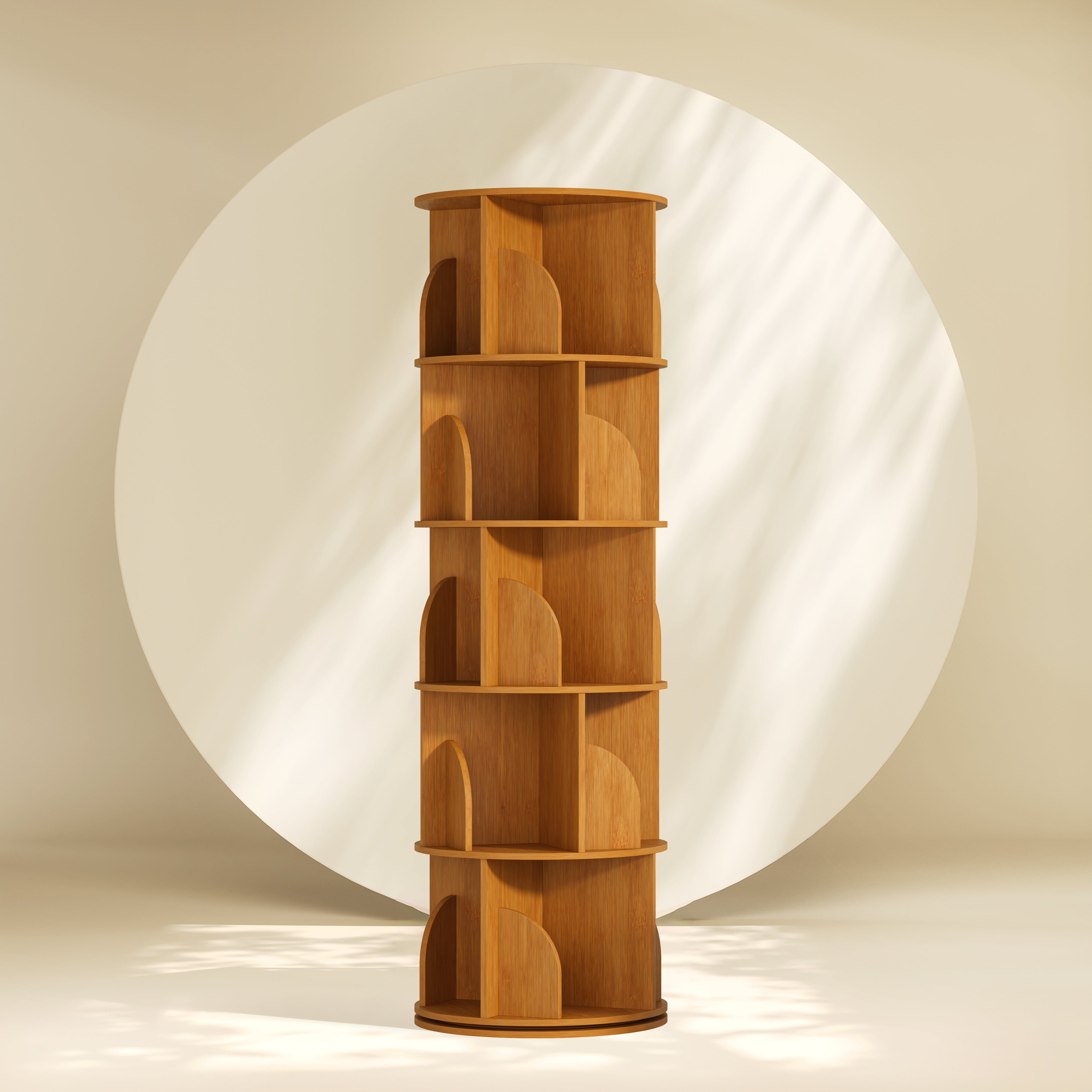YOWOS Circinus Core 360° Rotating Storage Rack Bamboo Autumn Gold 5 Tiers