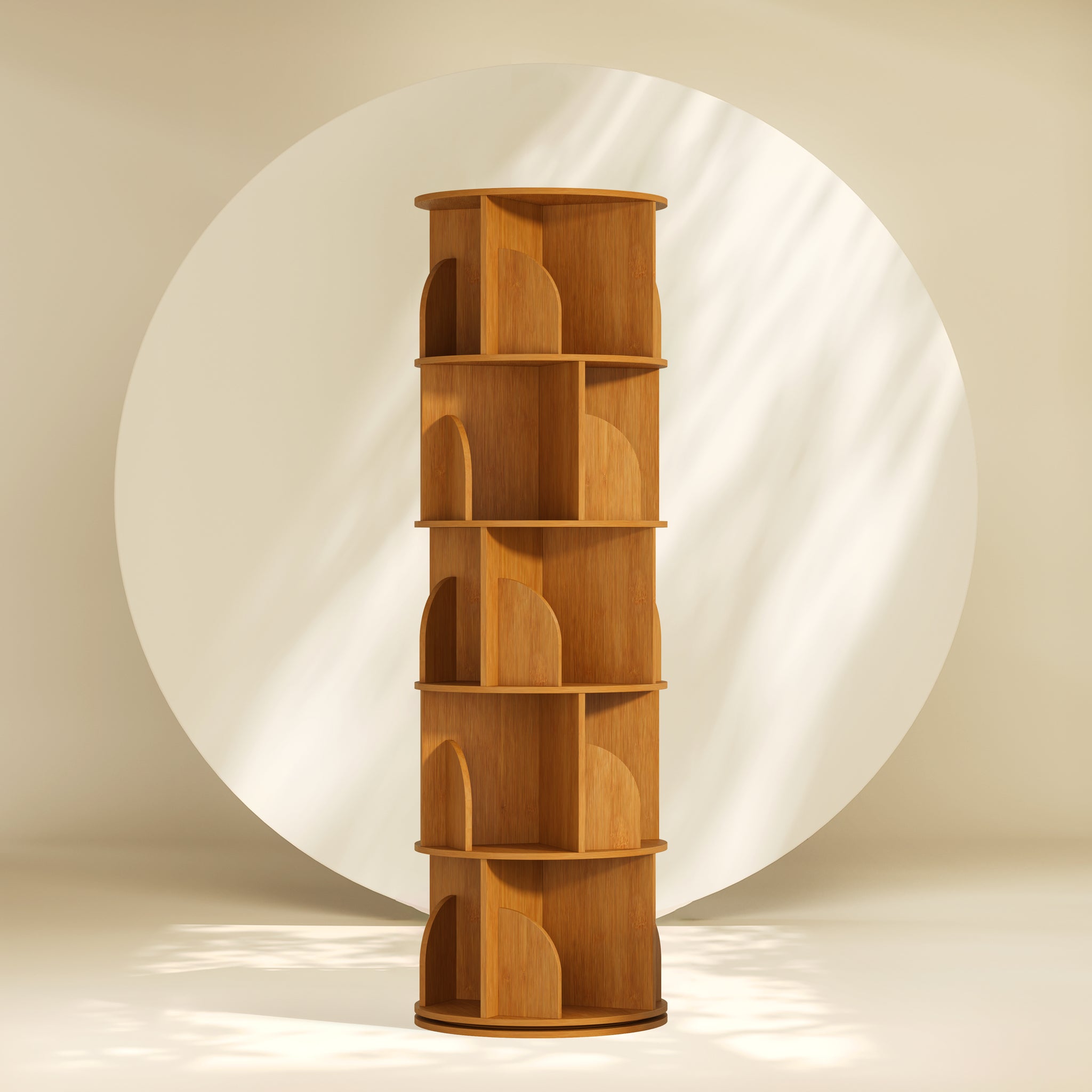 YOWOS Circinus Core 360° Rotating Storage Rack Bamboo Autumn Gold 5 Tiers