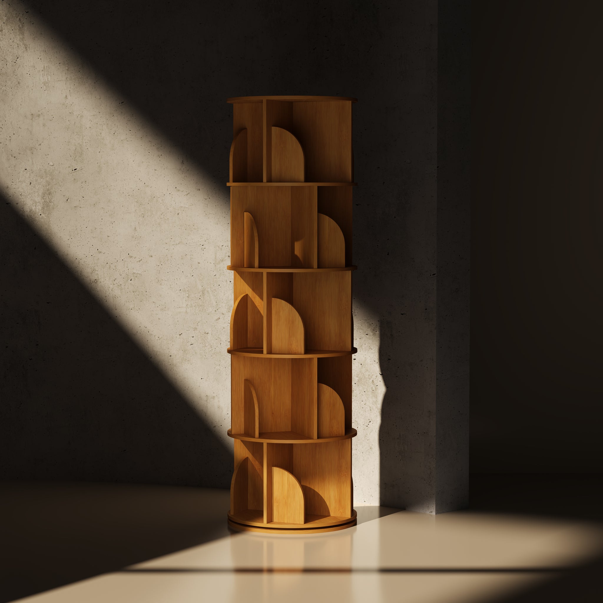 YOWOS Circinus Core 360° Rotating Storage Rack Bamboo Autumn Gold 5 Tiers