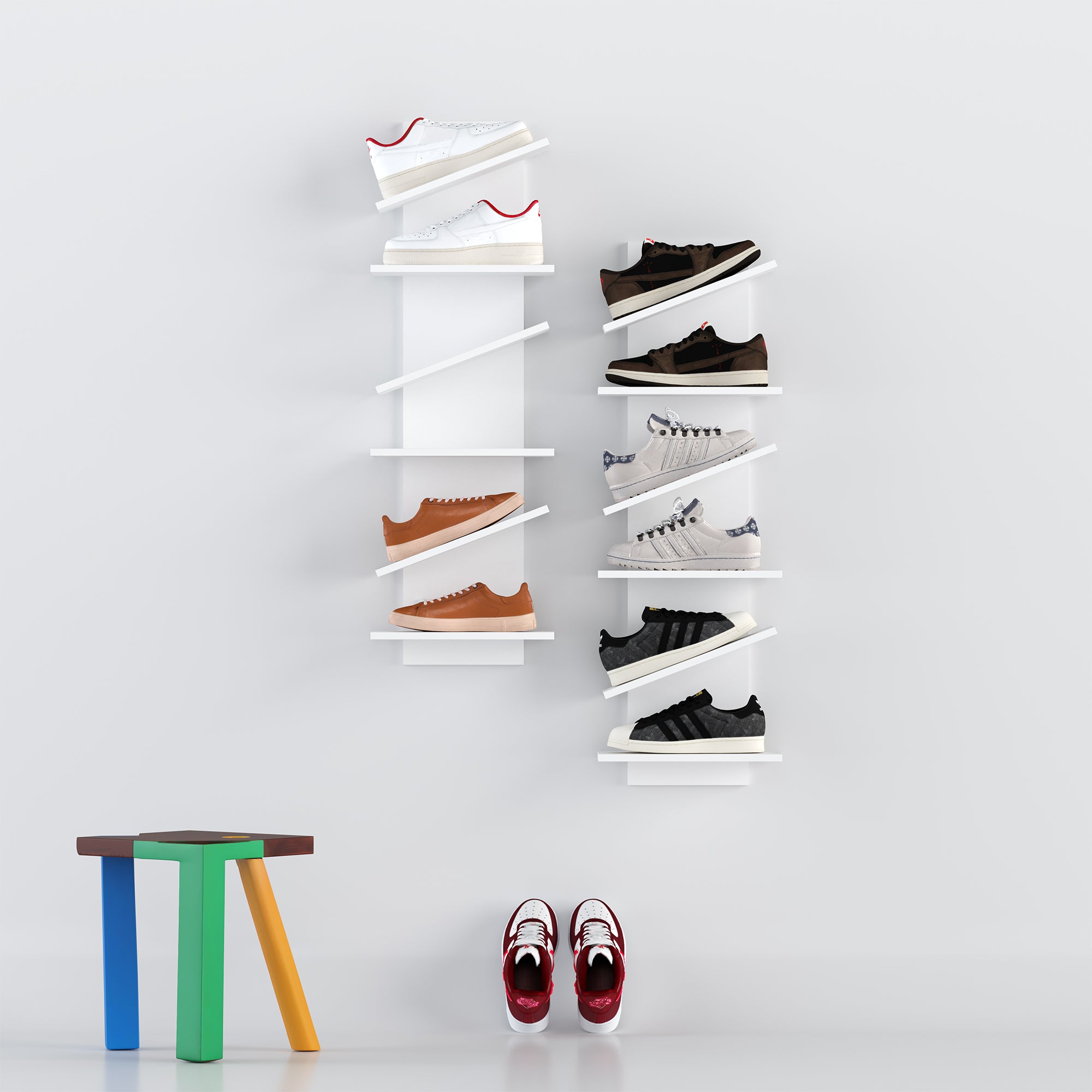 YOWOS Thor Z-Shaped Wall-Mounted Shoe Shelf for 6 Pairs of Shoes
