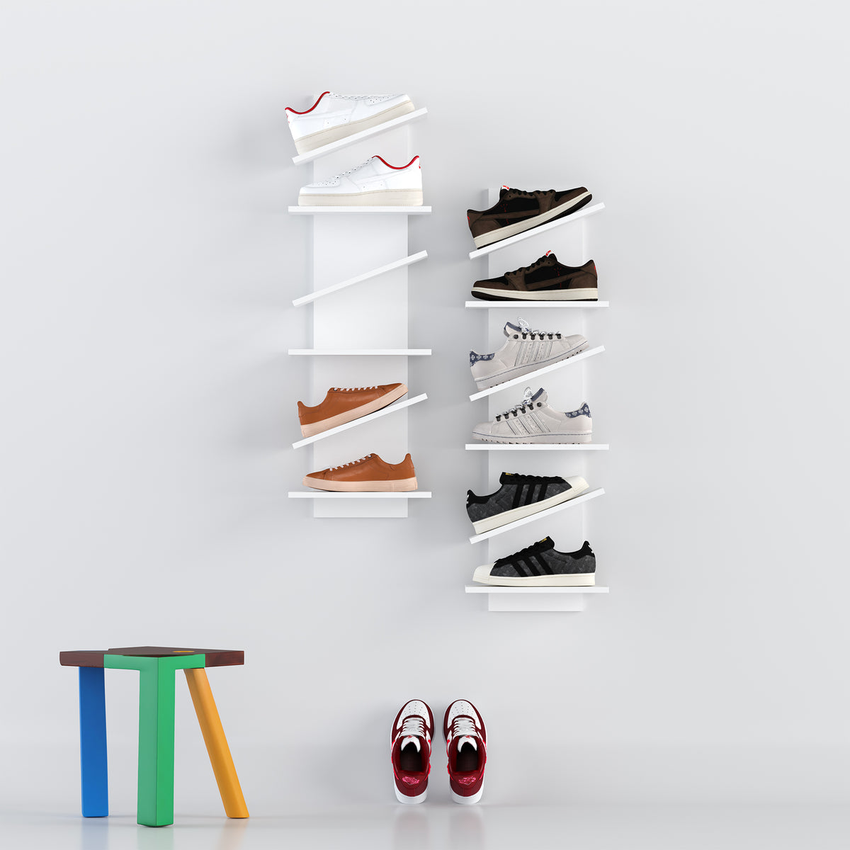 YOWOS Thor Z-Shaped Wall-Mounted Shoe Shelf for 6 Pairs of Shoes