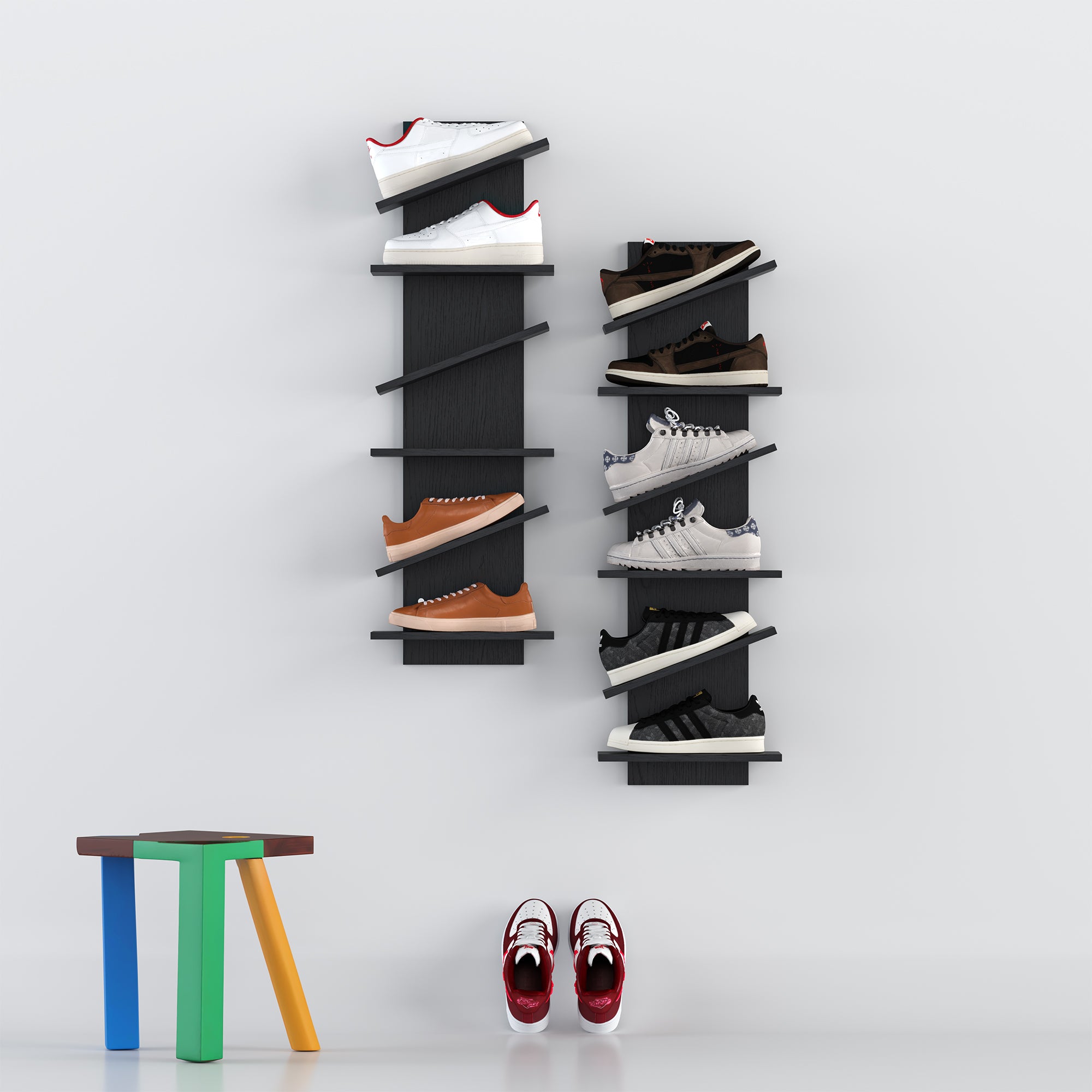 YOWOS Thor Z-Shaped Wall-Mounted Shoe Shelf for 6 Pairs of Shoes