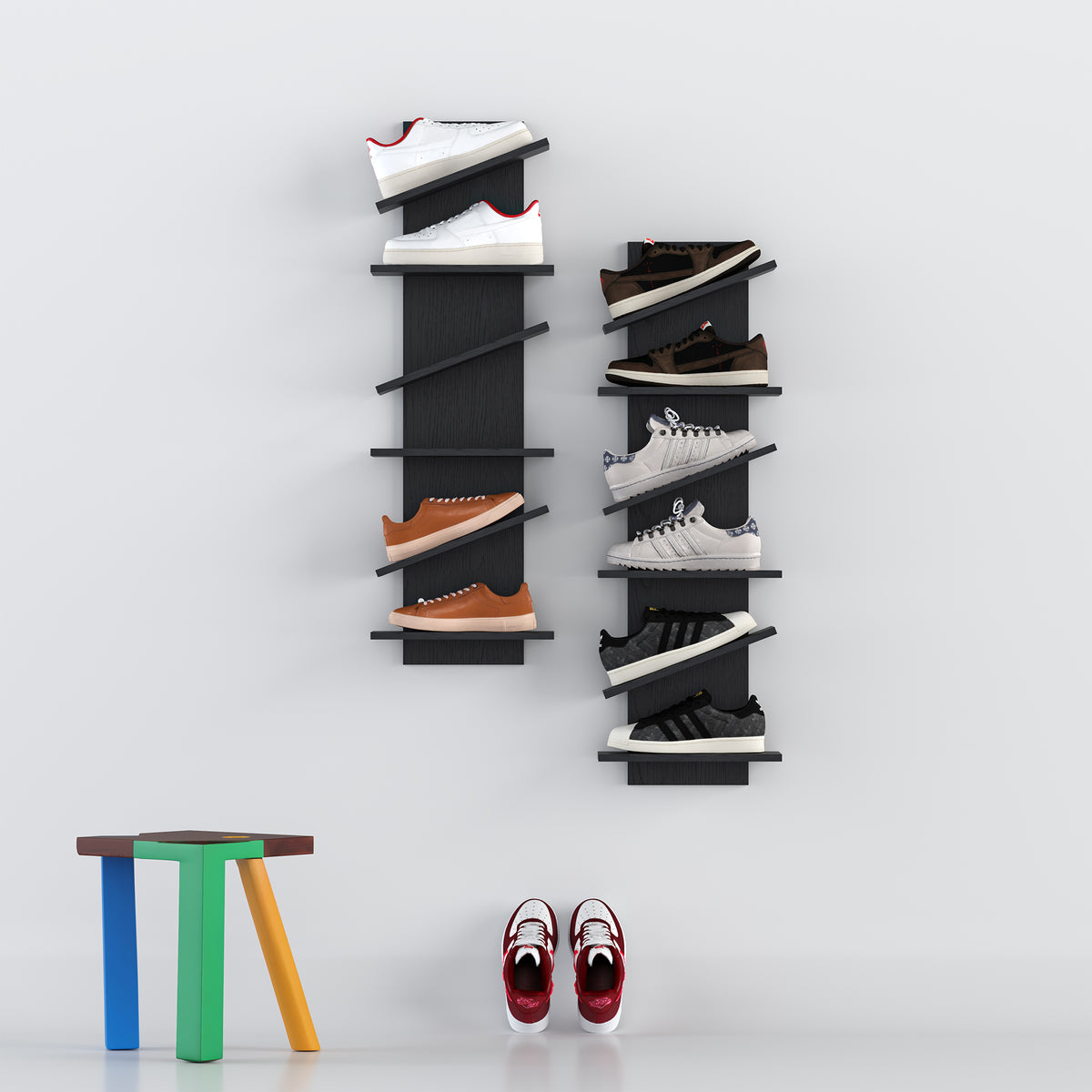 YOWOS Thor Z-Shaped Wall-Mounted Shoe Shelf for 6 Pairs of Shoes