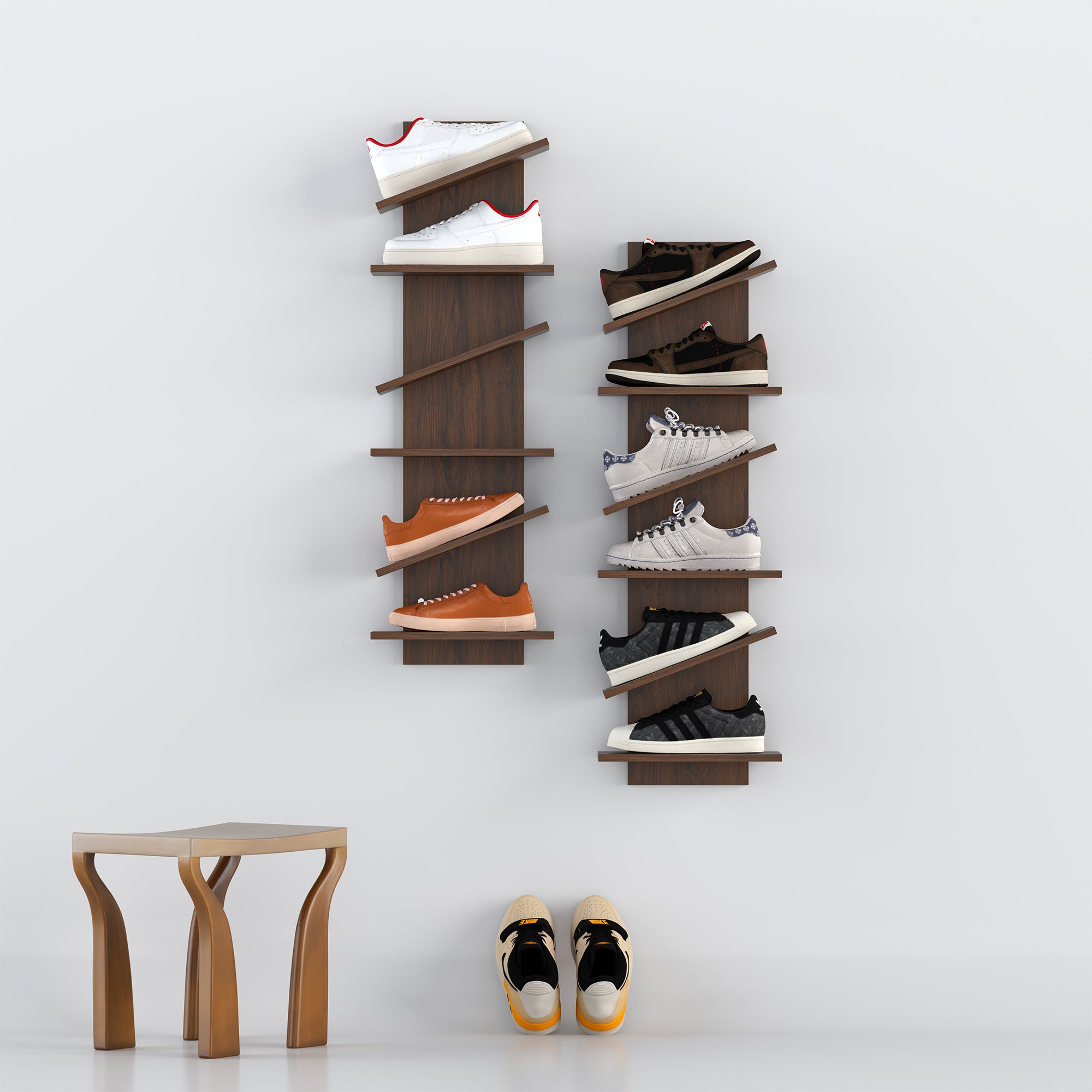 YOWOS Thor Z-Shaped Wall-Mounted Shoe Shelf for 6 Pairs of Shoes