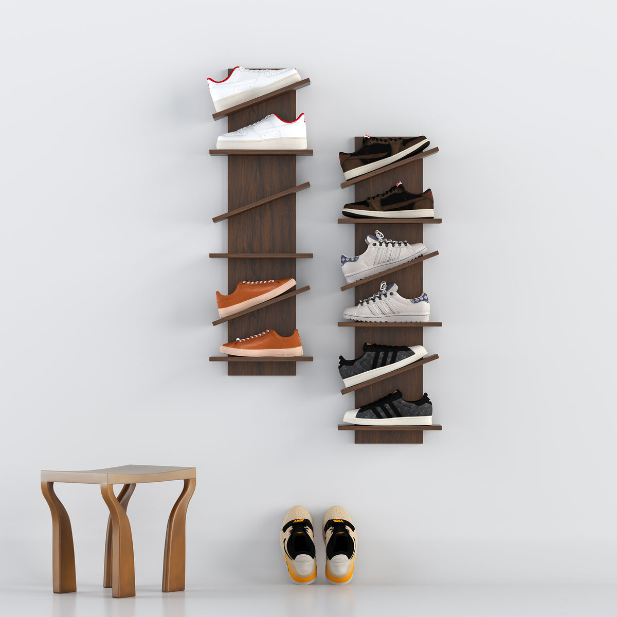 YOWOS Thor Z-Shaped Wall-Mounted Shoe Shelf for 6 Pairs of Shoes