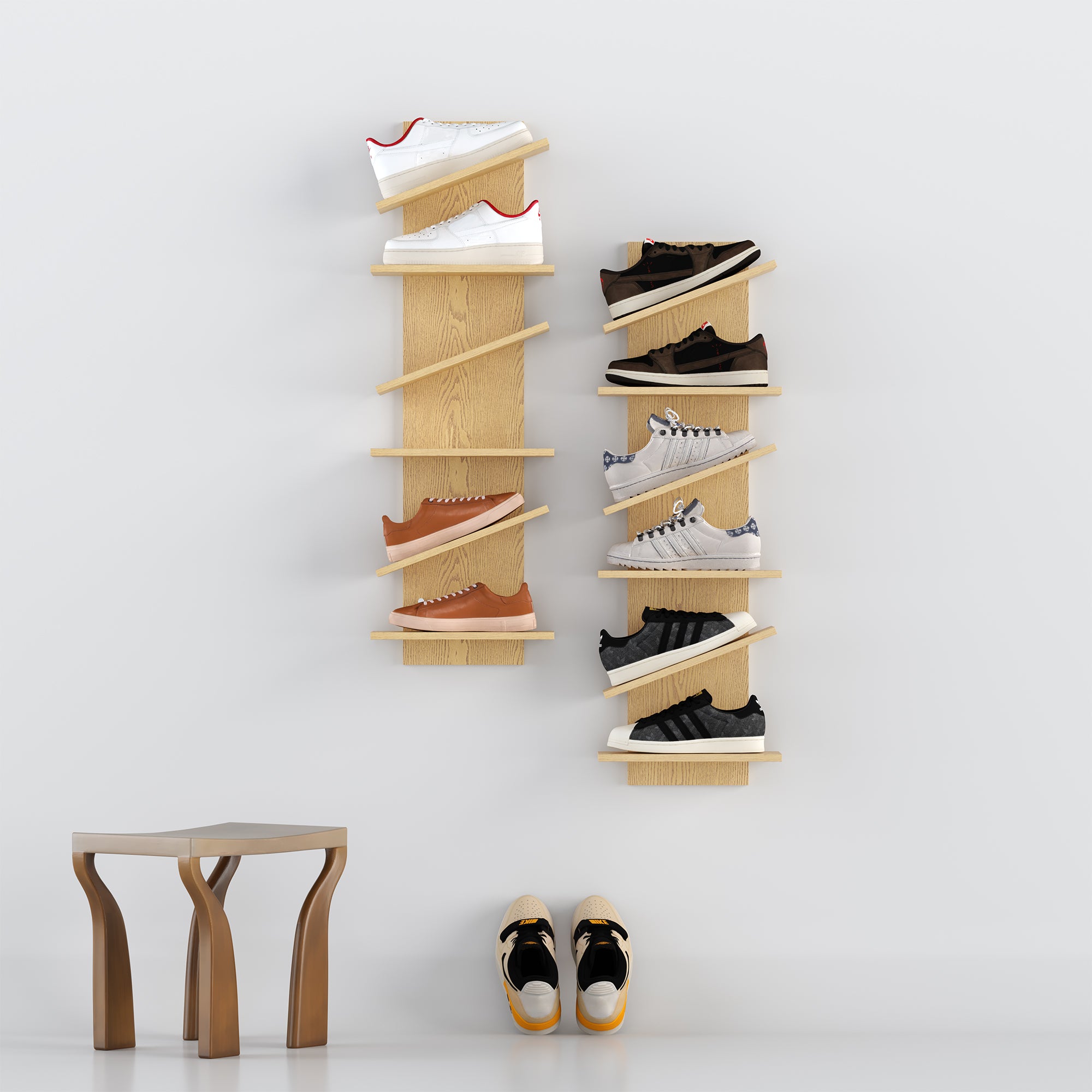 YOWOS Thor Z-Shaped Wall-Mounted Shoe Shelf for 6 Pairs of Shoes