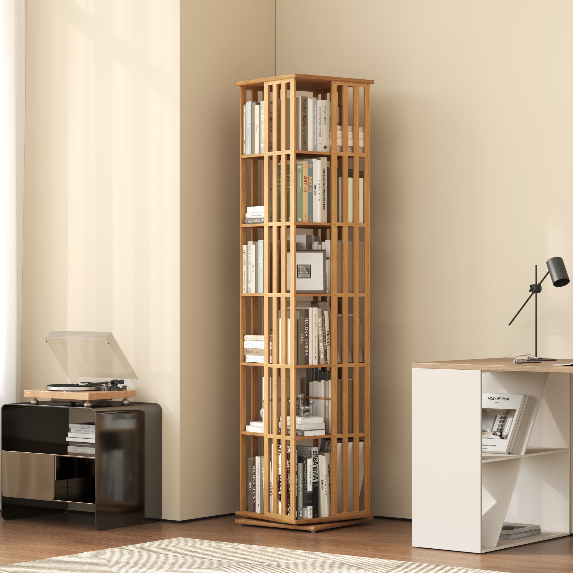 YOWOS Vortex Series Meridian 360° Rotating Bookshelf /CD Organizer