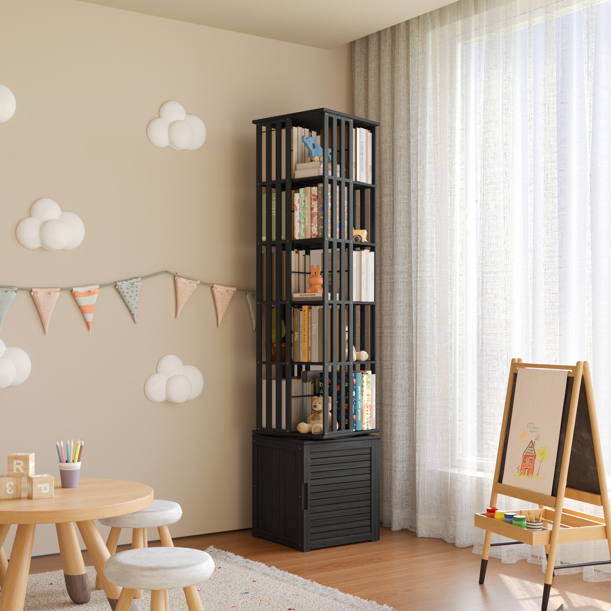 YOWOS Vortex Series Meridian 360° Rotating Bookshelf /CD Organizer