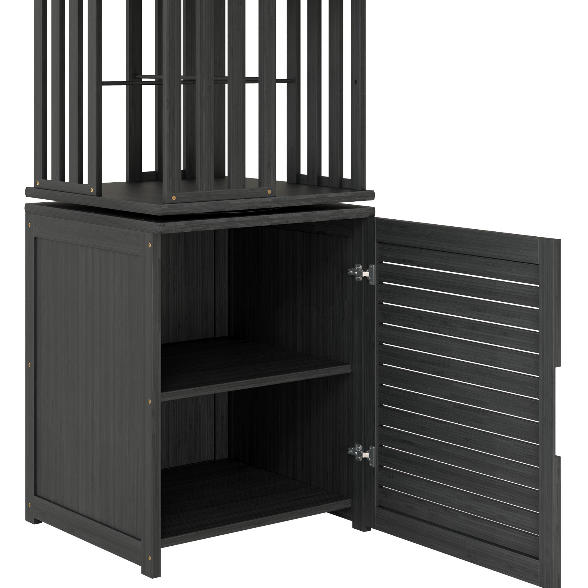 YOWOS Vortex Series Meridian 360° Rotating Bookshelf Bamboo Black 6 Tiers Pro