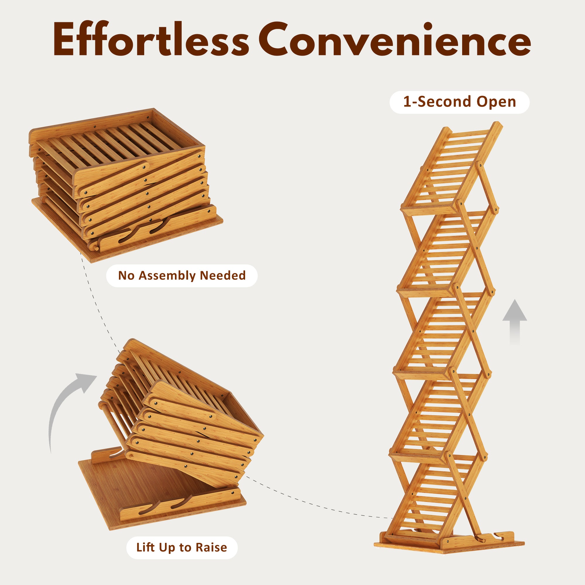 YOWOS Zip Stack Series FlowLift 5-Tier Space-Saving Deep Shoe Rack for Large Shoes