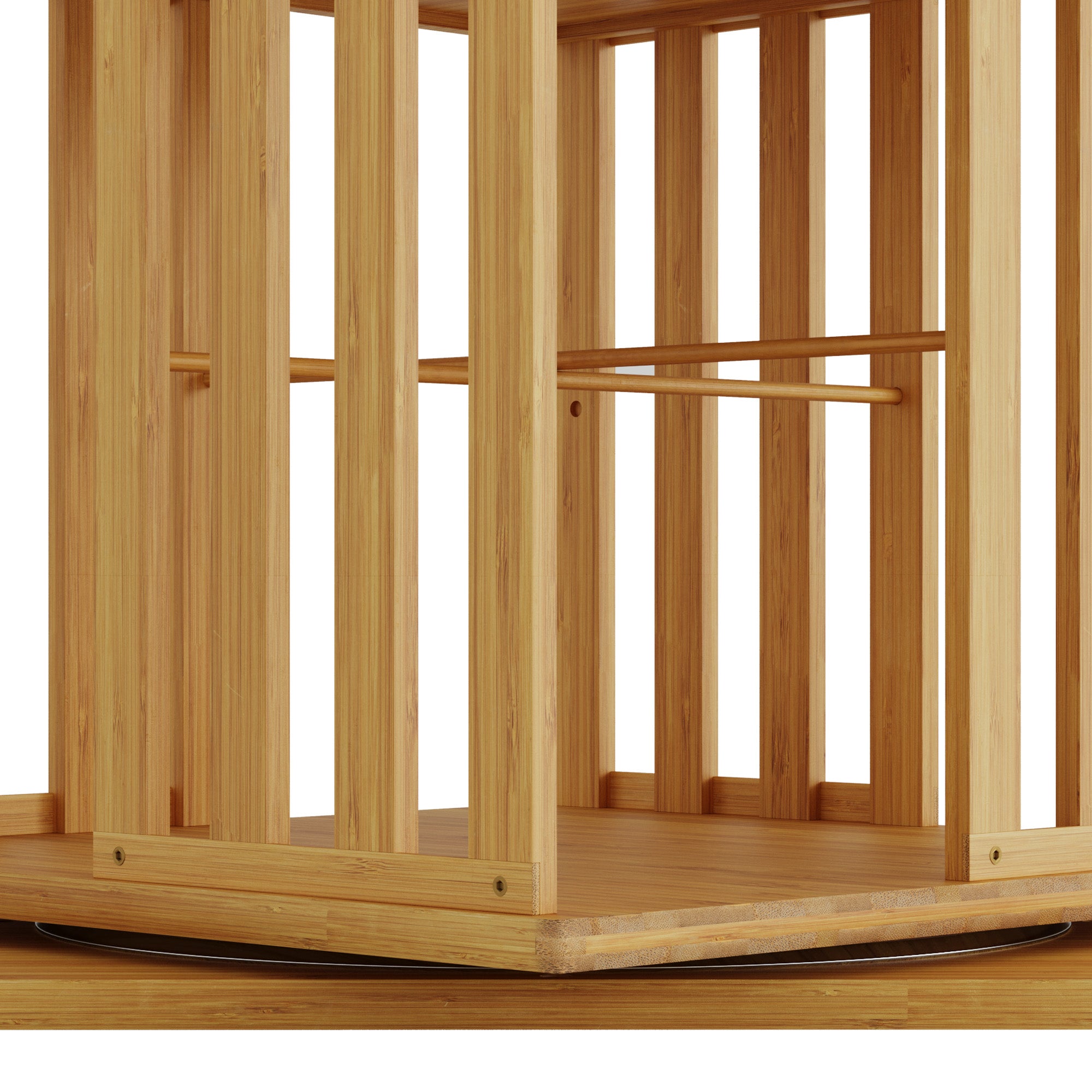 YOWOS Vortex Series Meridian 360° Rotating Bookshelf Bamboo Natural 4 Tiers