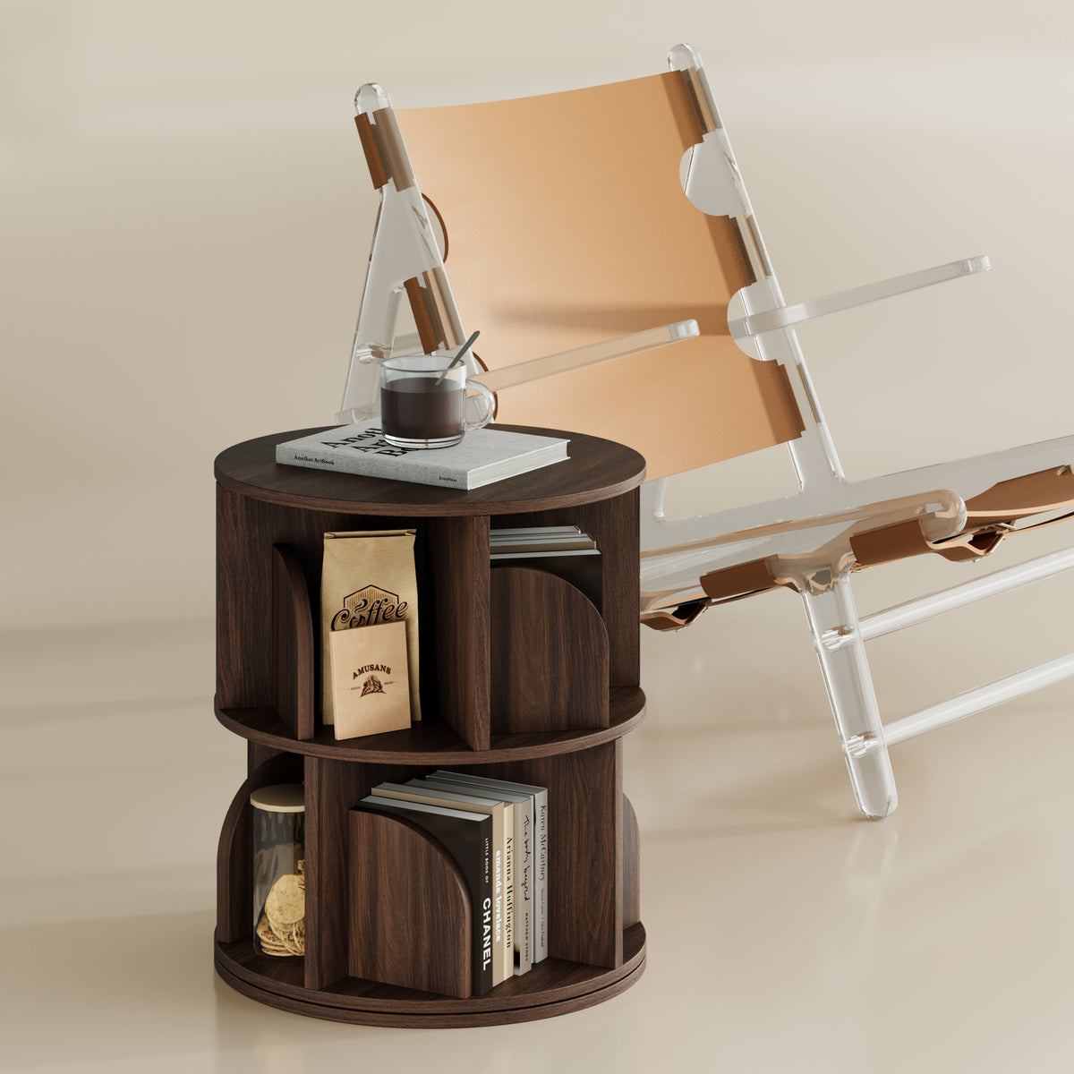 Yowos Rotating Bookcase 360 Degree Small Bookshelf