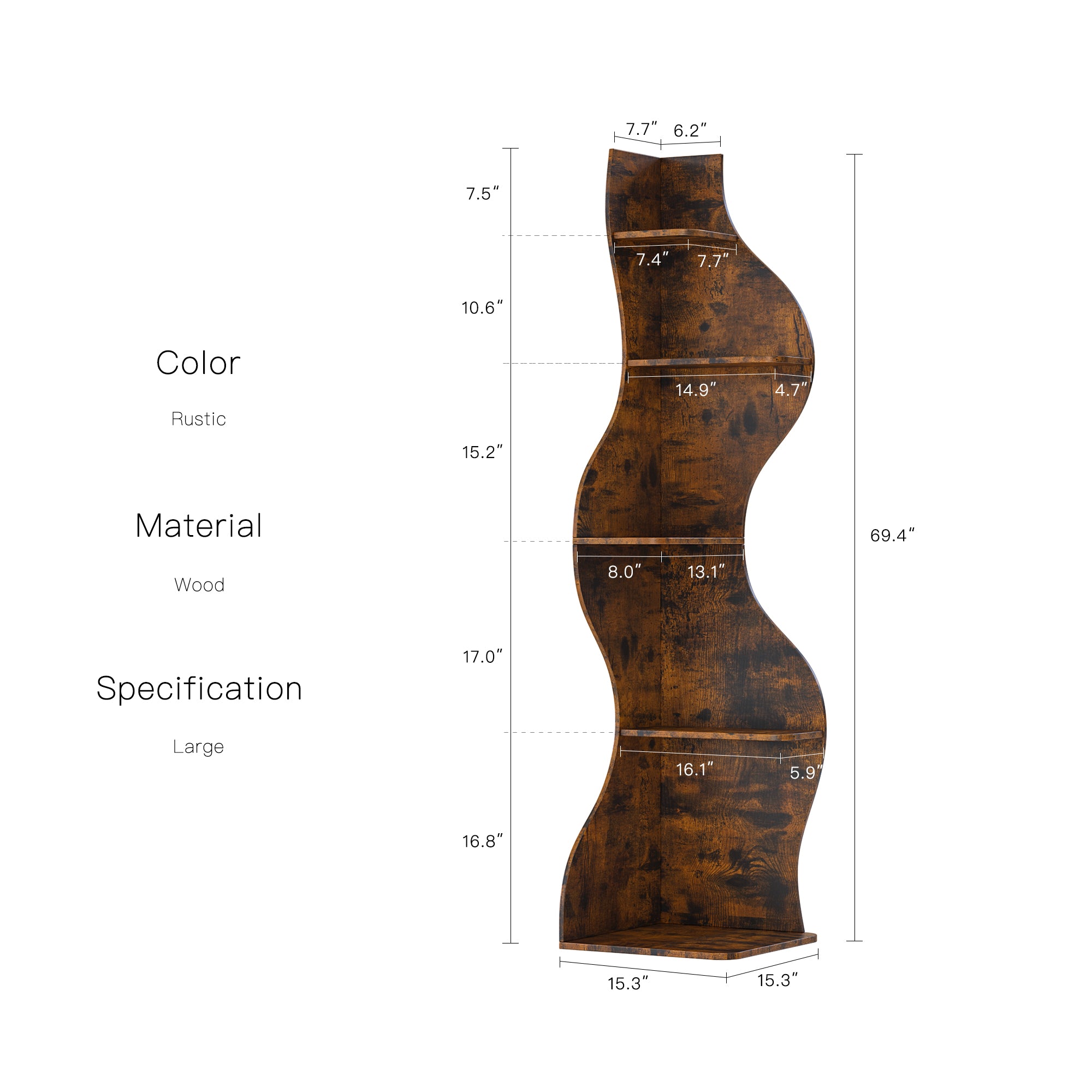 YOWOS Flamenco Wave Display Shelf 69.4