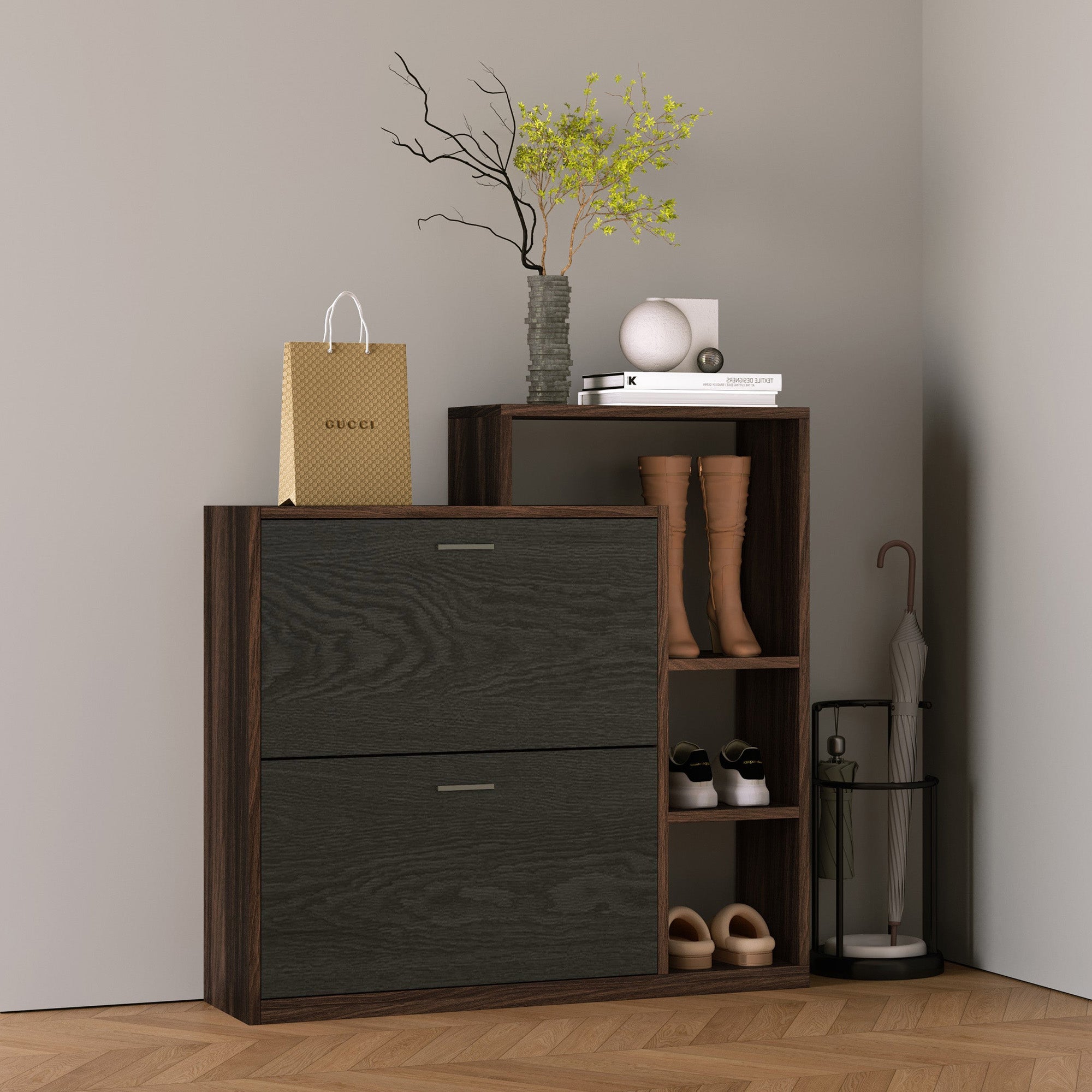 YOWOS Entryway Shoe Rack Shoe Cabinet With Flip-Drawer-Clearance Sale-7 left