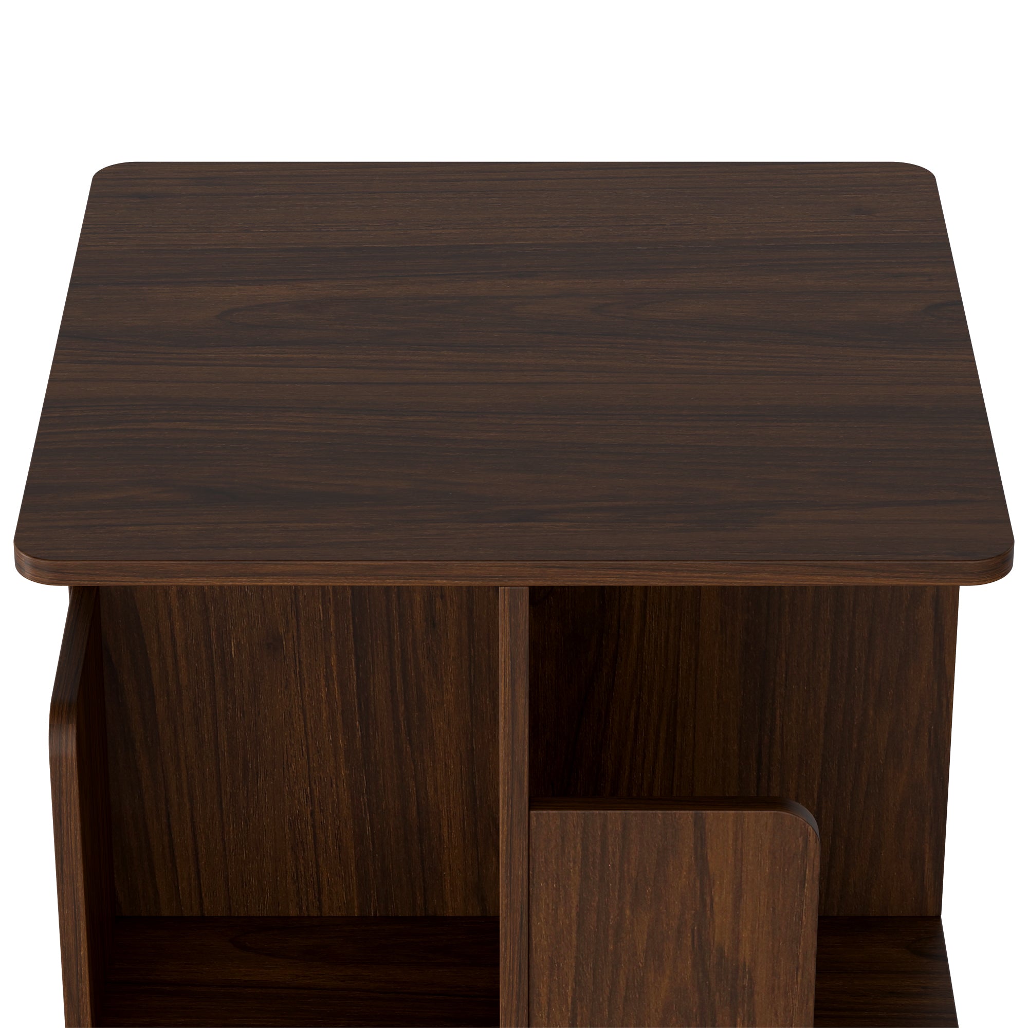 YOWOS Vortex Series Vitru Spin 360° Rotating Bookshelf Wood Walnut 2 Tiers