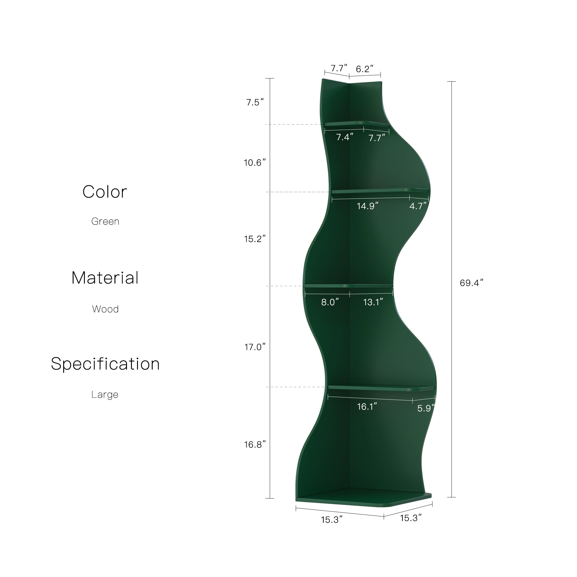 YOWOS Flamenco Wave Display Shelf 69.4