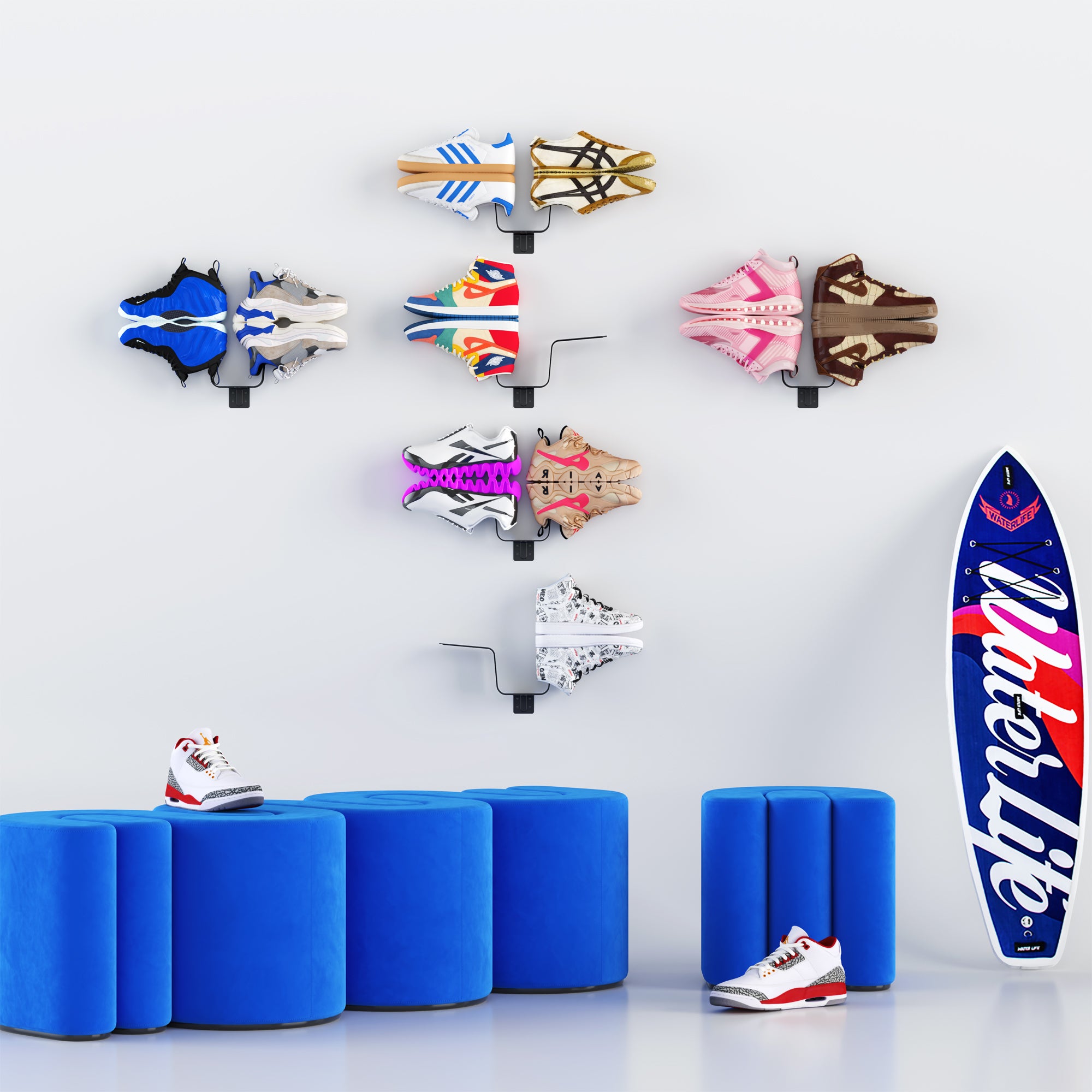 YOWOS Chiaroscuro Series SoleScape Wall-mounted Floating Shoe Shelf