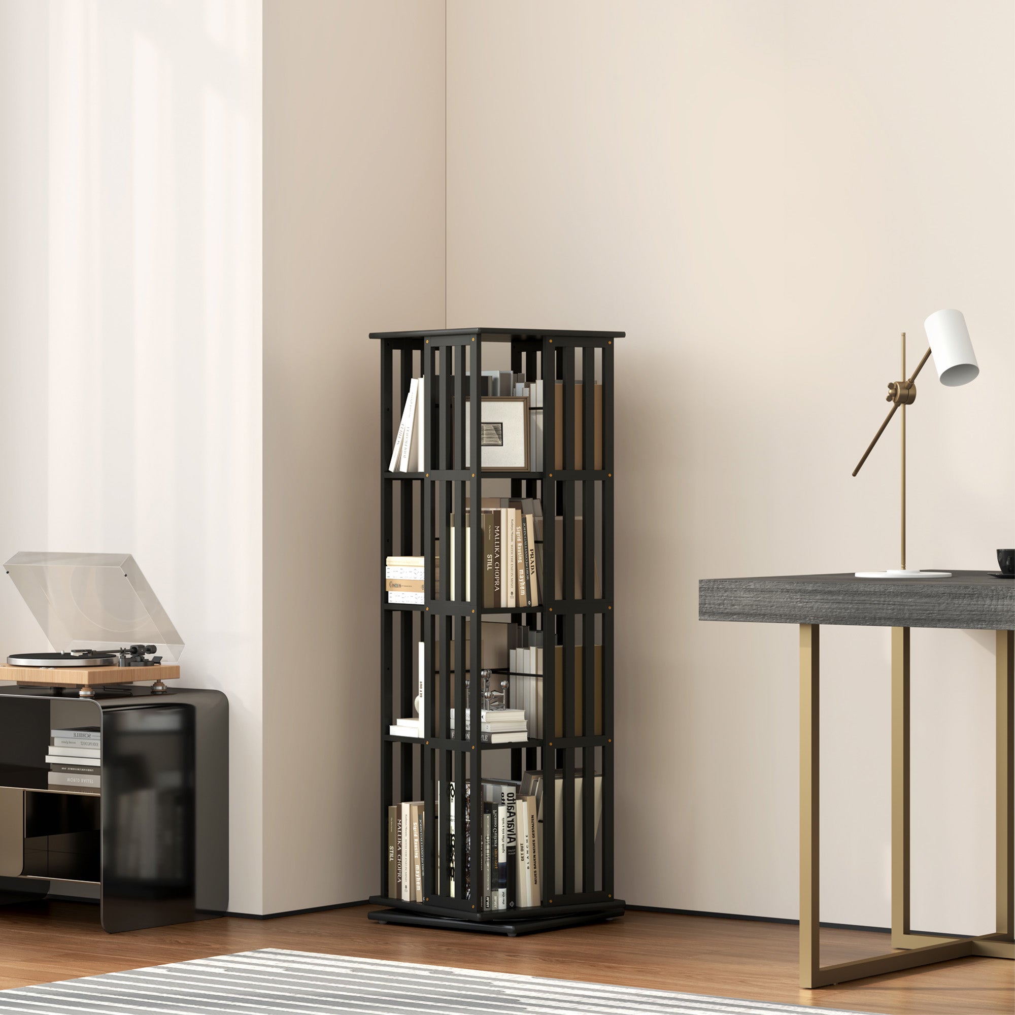 YOWOS Vortex Series Meridian 360° Rotating Bookshelf /CD Organizer