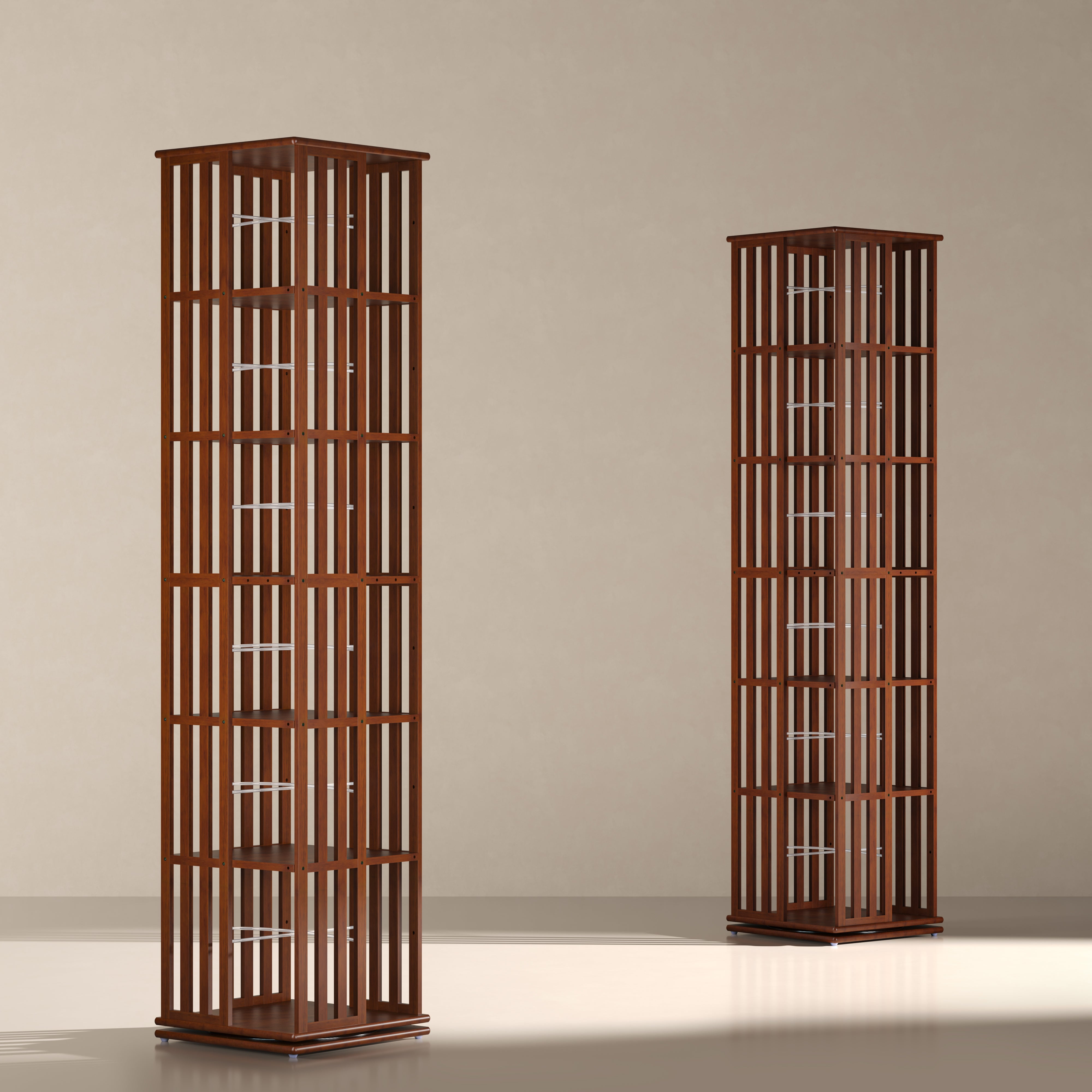 YOWOS Meridian 360° Rotating Storage Rack Solid Wood Walnut 6 Tiers