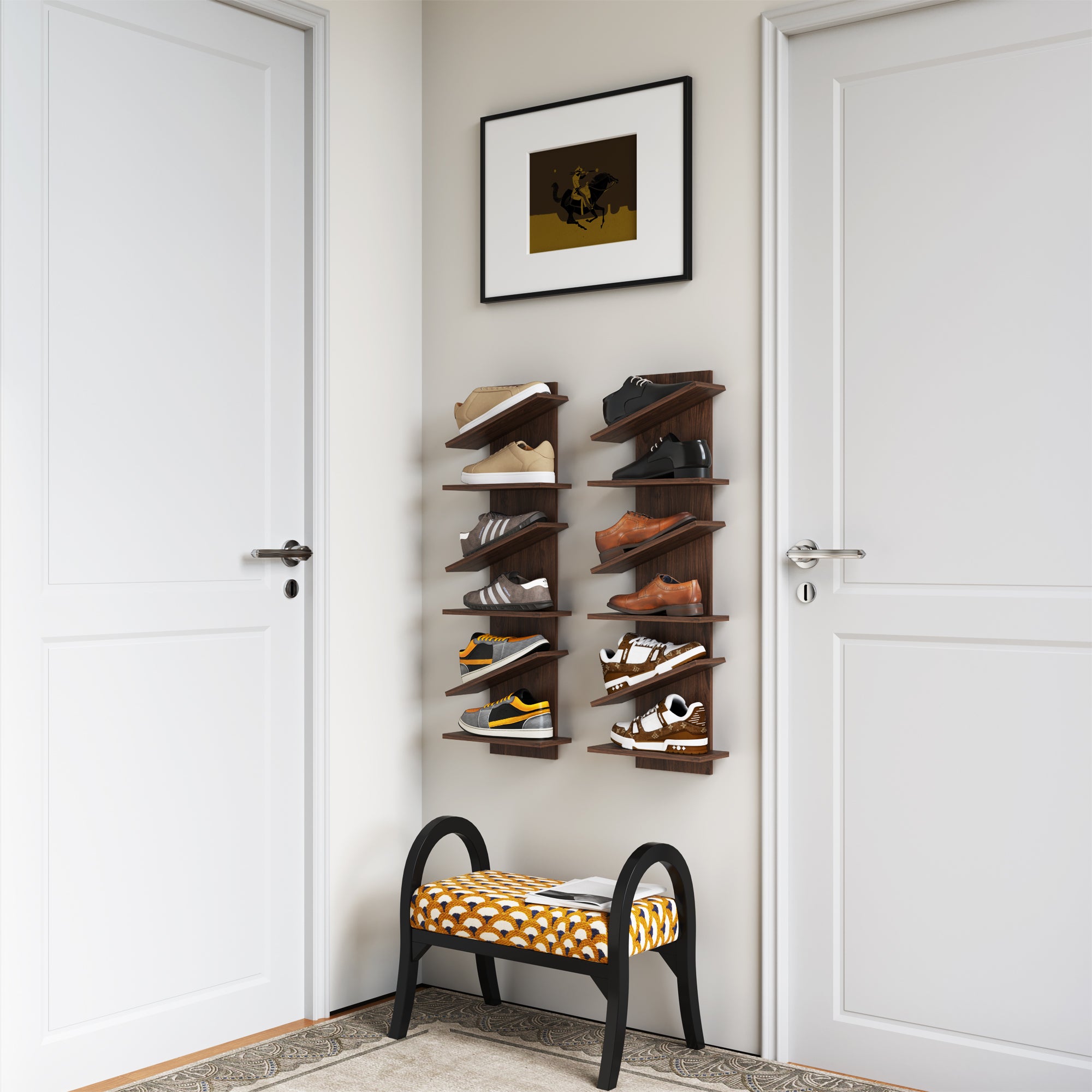 YOWOS Thor Z-Shaped Wall-Mounted Shoe Shelf for 6 Pairs of Shoes