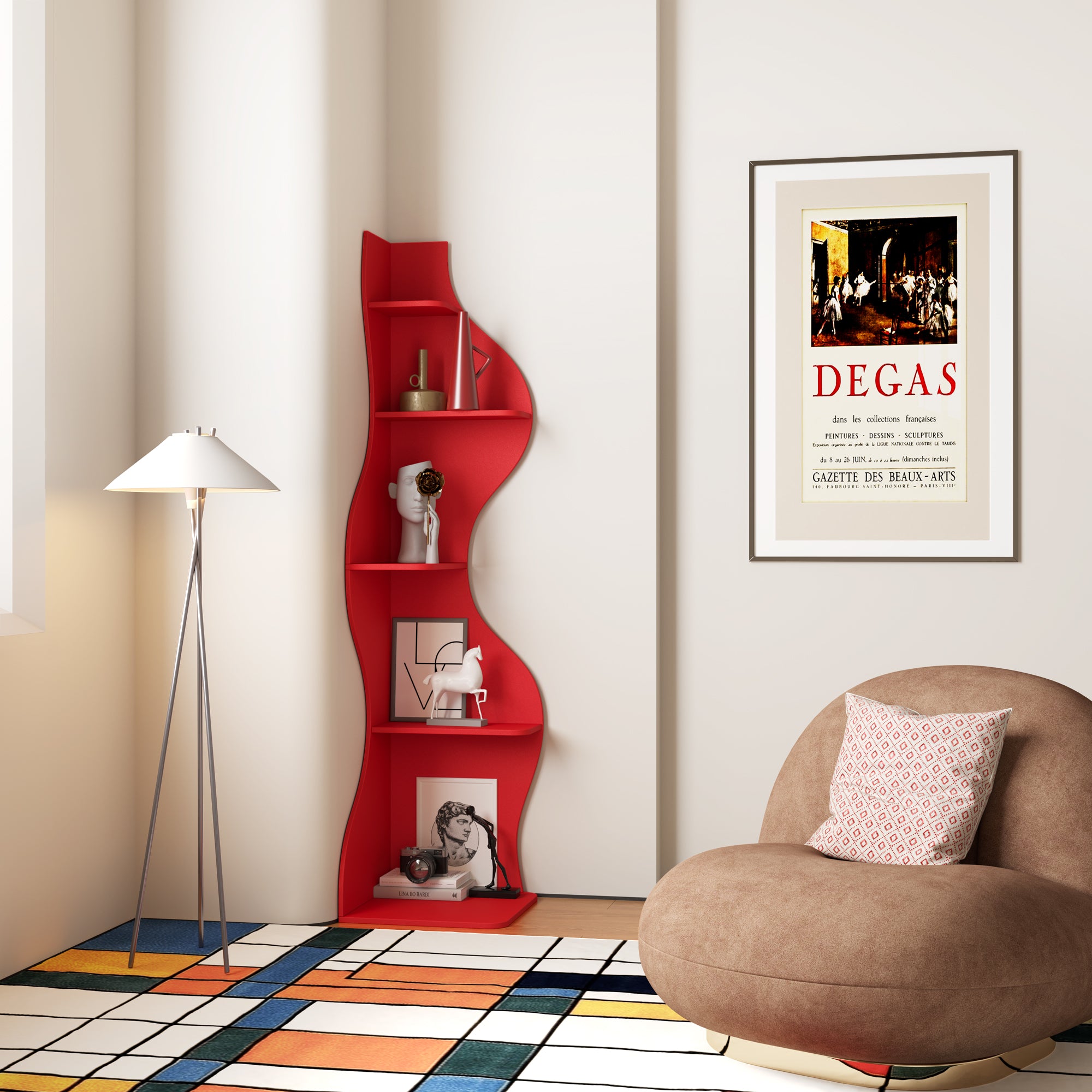 YOWOS Viva La Vida Series Flamenco Wave Display Shelf Wood Red Large Size