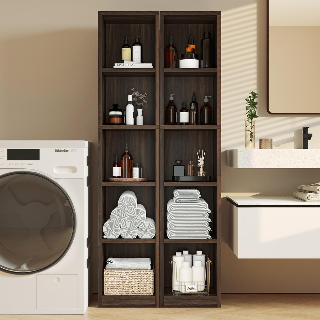 YOWOS Wooden Corner Bookshelf Mid Century Narrow Bookcase-Clearance Sale-7 left