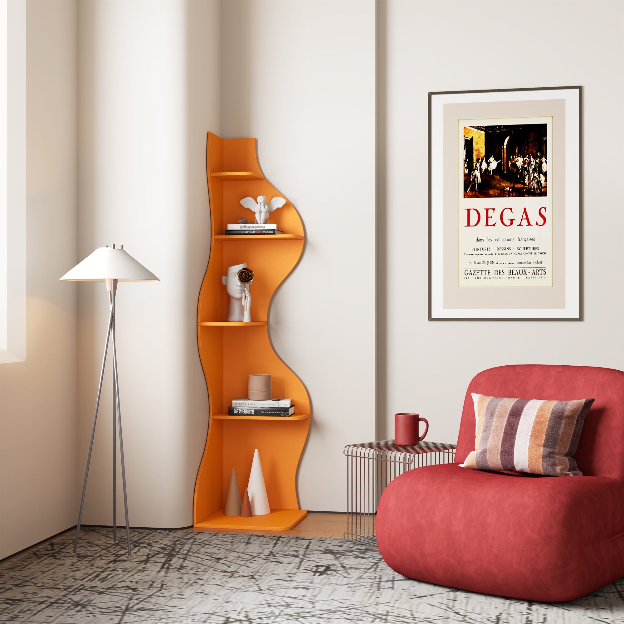 YOWOS Viva La Vida Series Flamenco Wave Display Shelf Wood Orange Large Size